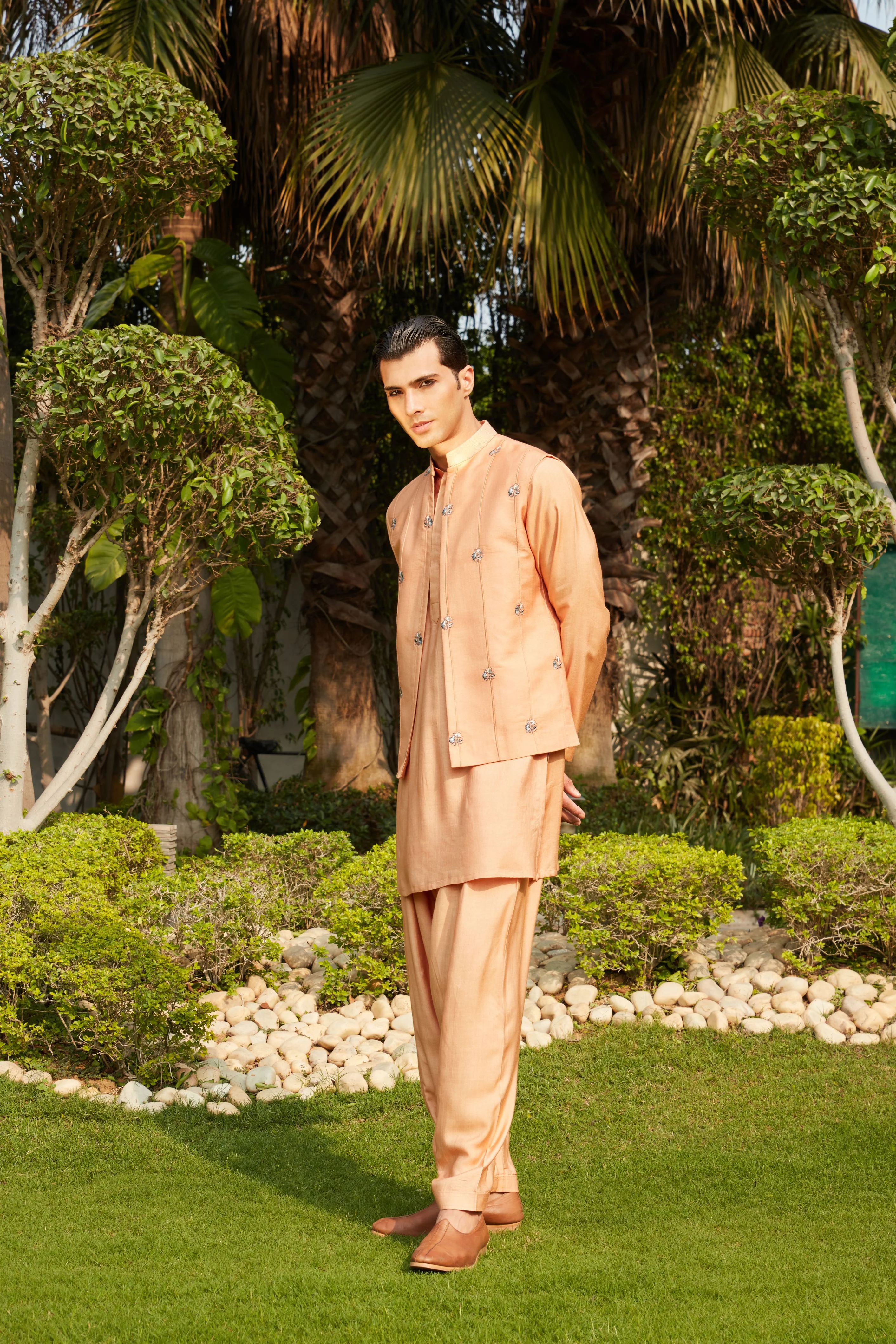 Adeem Nehru Jacket with Kurta & Salwar Set - Image 4