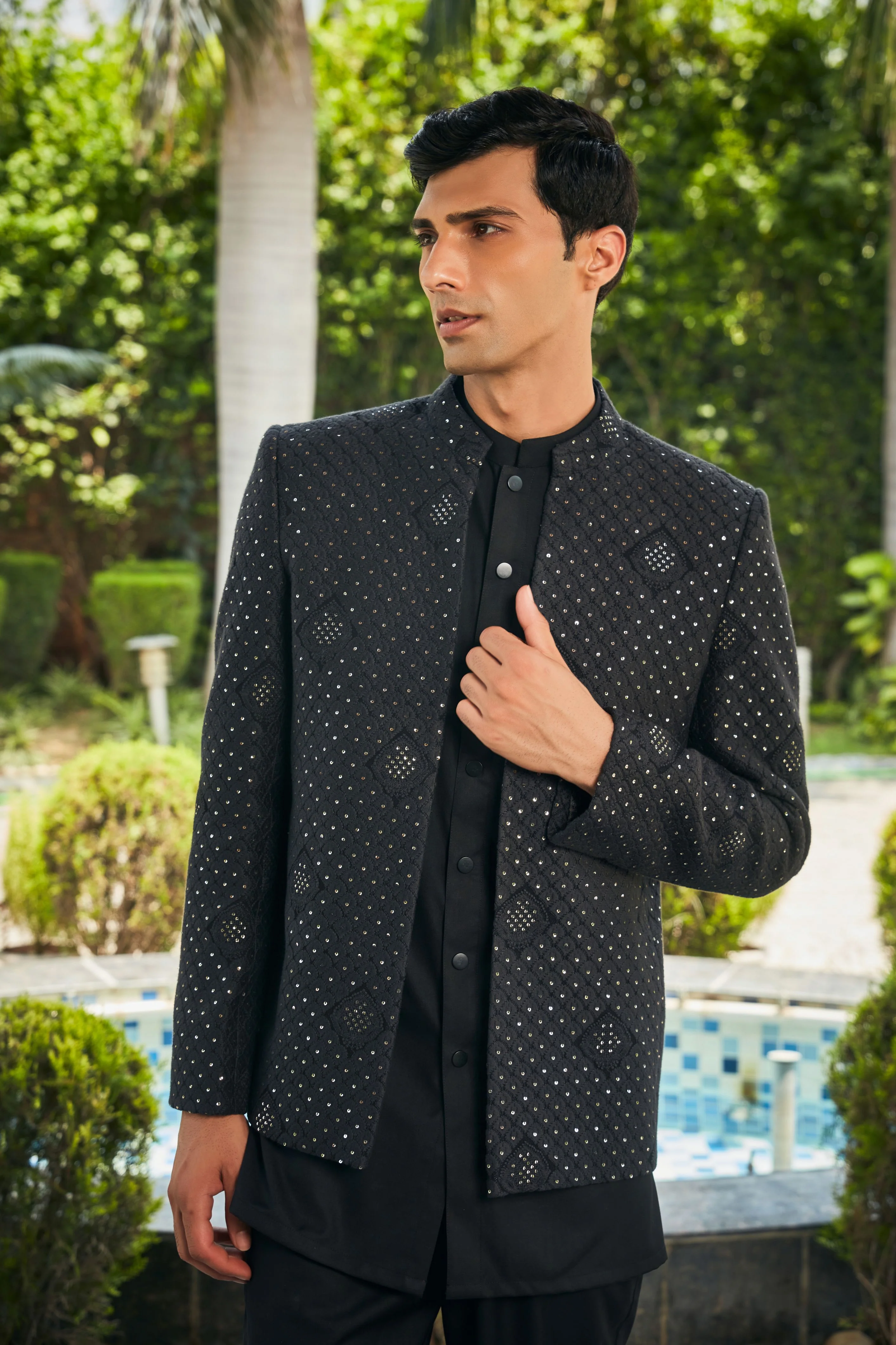 Adhrit Open Jacket with Kurta Set - Image 2
