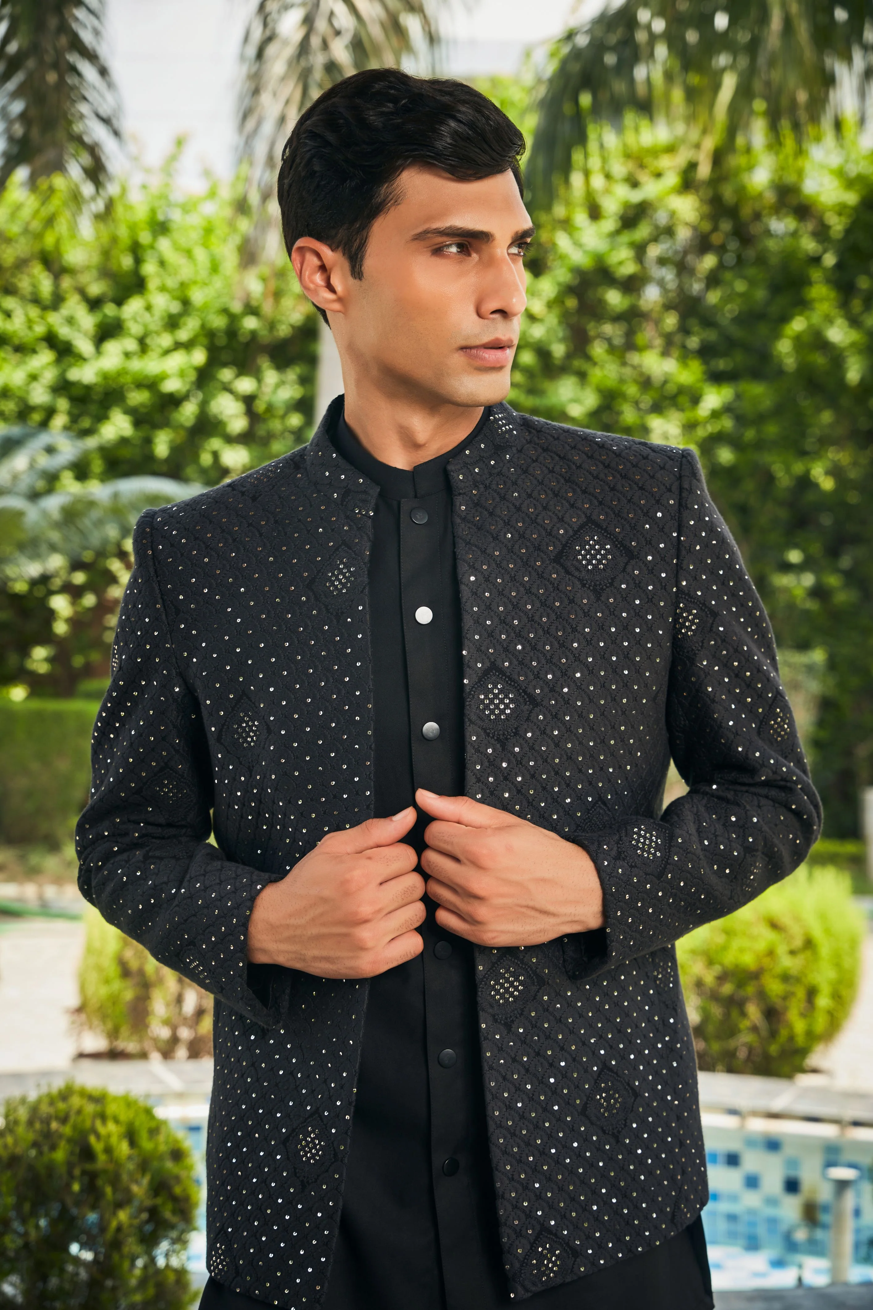 Adhrit Open Jacket with Kurta Set - Image 3