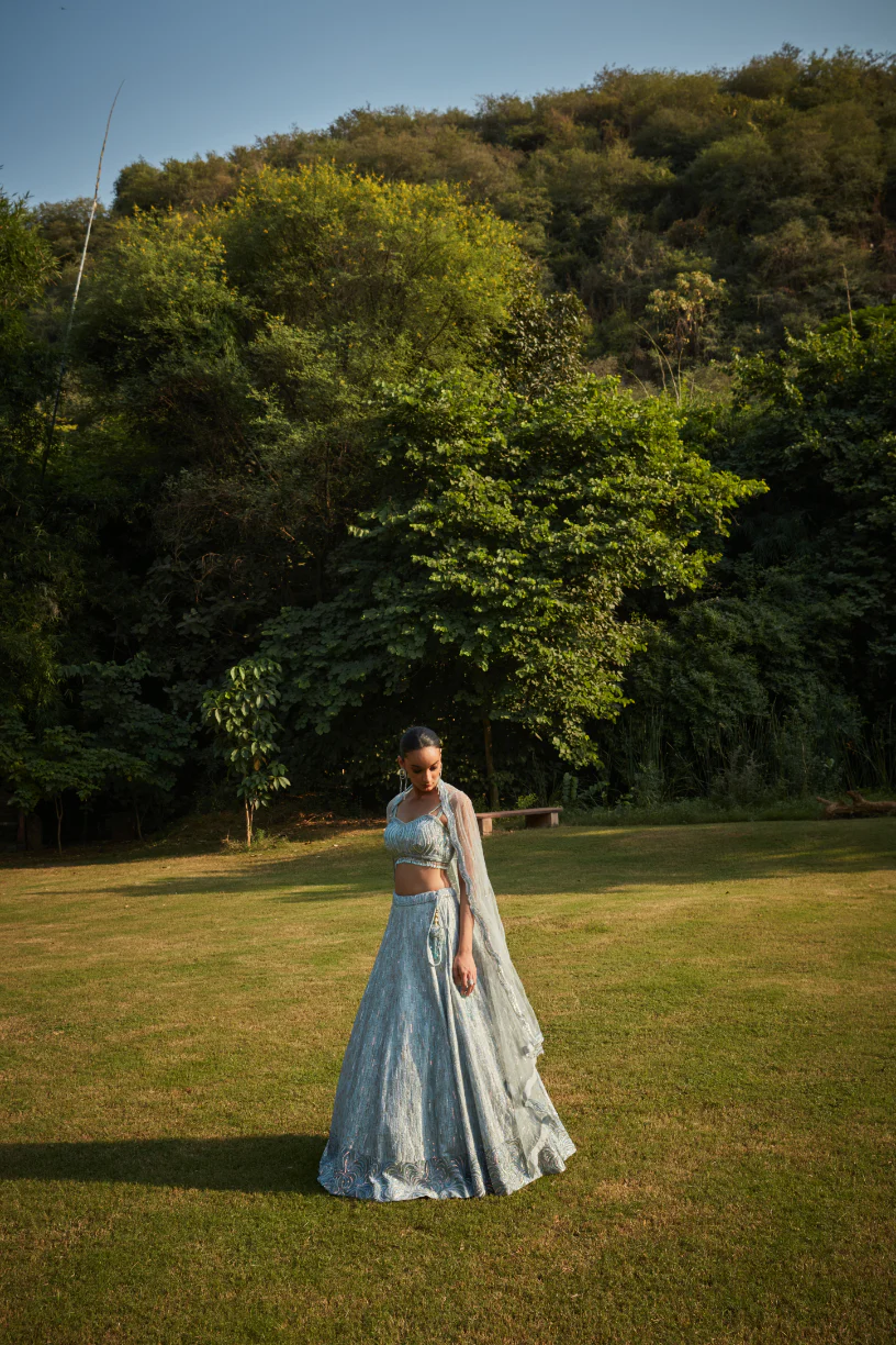 Aisha Mint Blue Lehenga - Image 4
