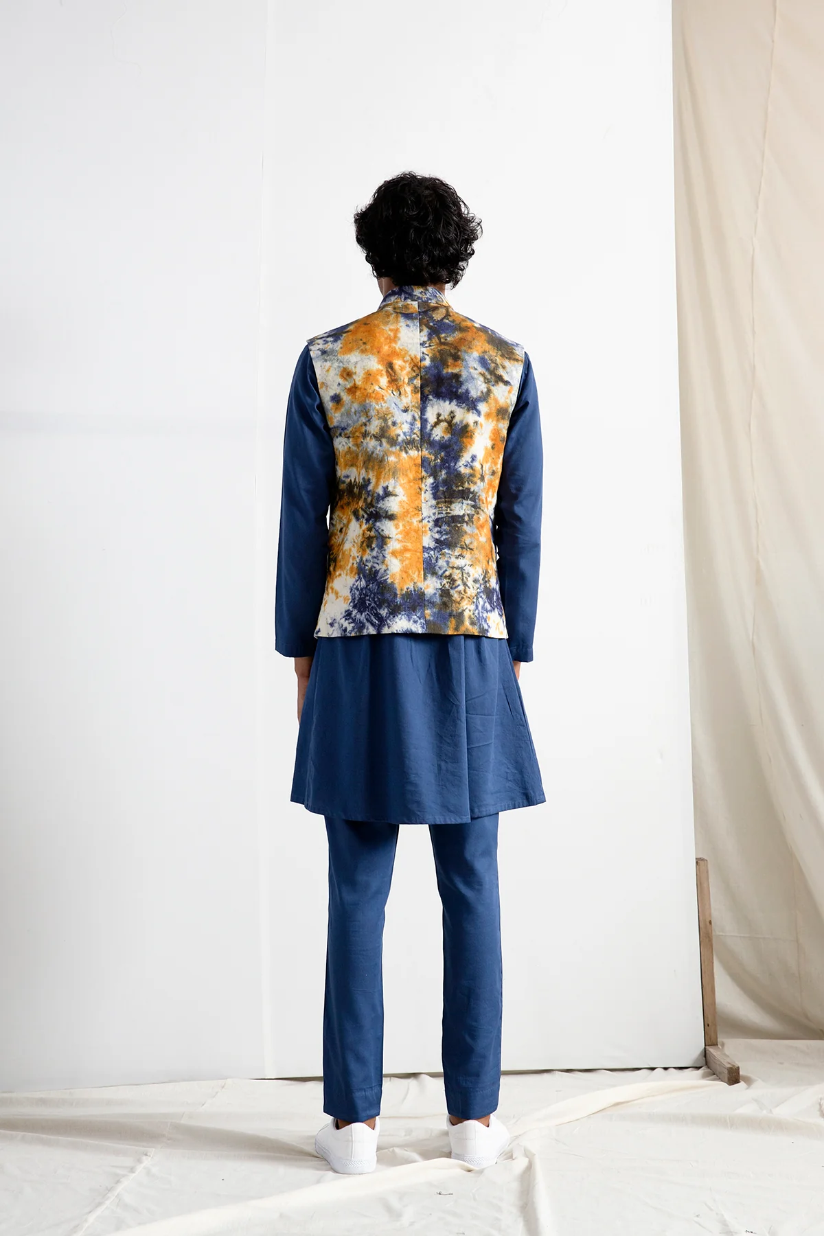 ALAIR - TIE & DYE NEHRU JACKET WITH BLUE COWL KURTA SET - Image 2