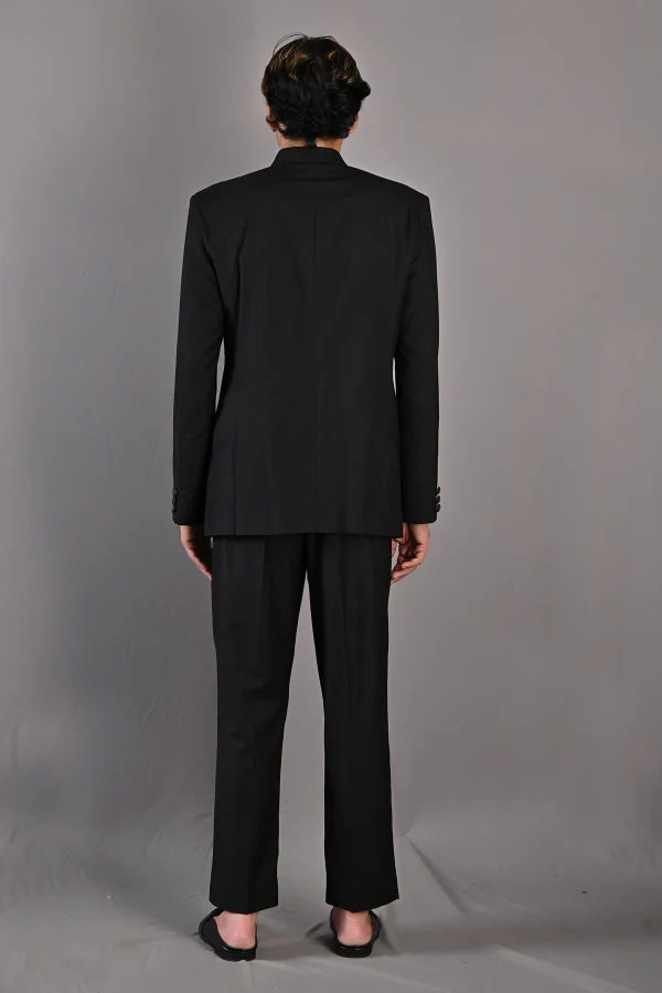 Aragorn - Black Abstract Embroidered Bandhgala Jacket Set - Image 7
