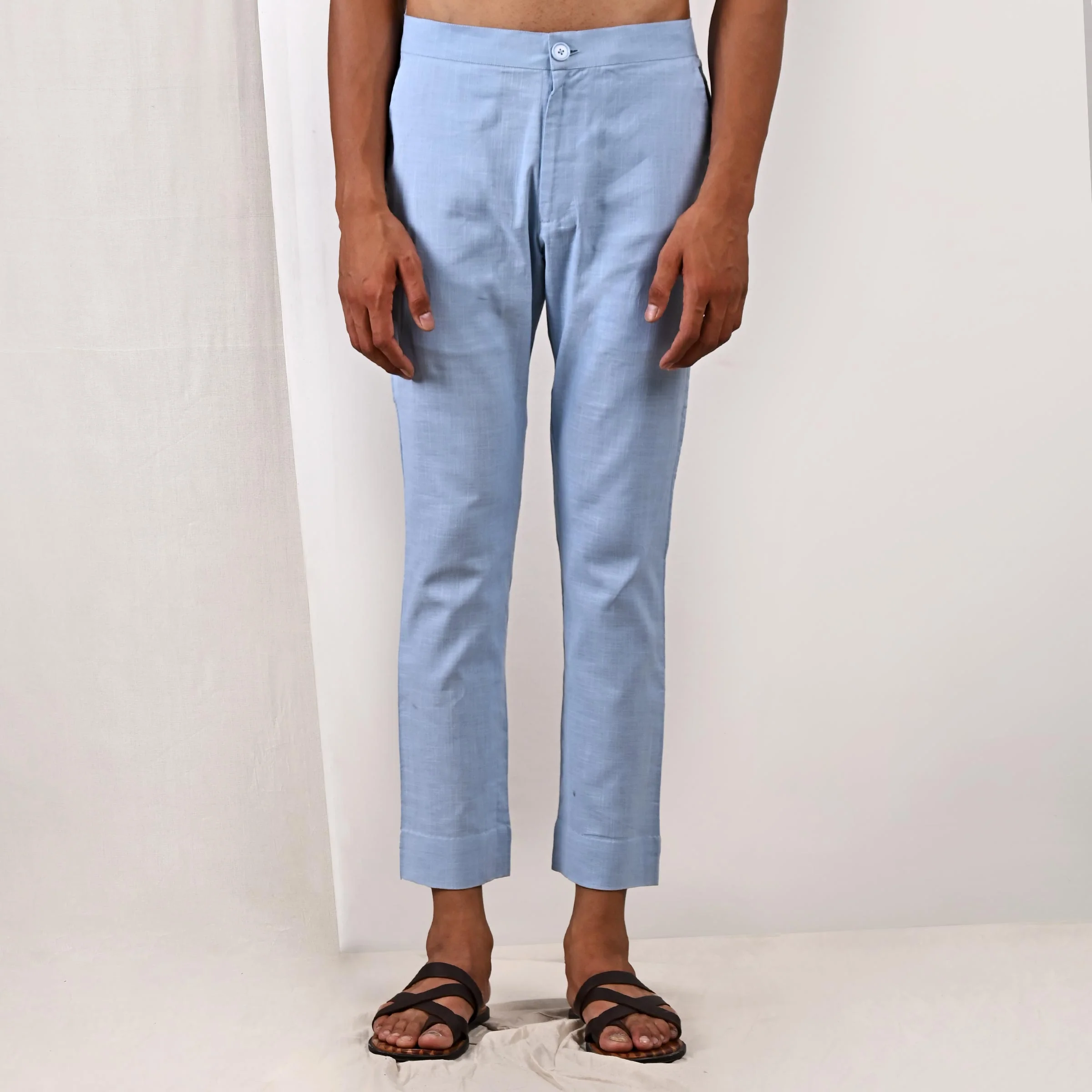 Ashton - Light Blue Nehru Jacket with Asymmetrical Kurta Set - Image 7