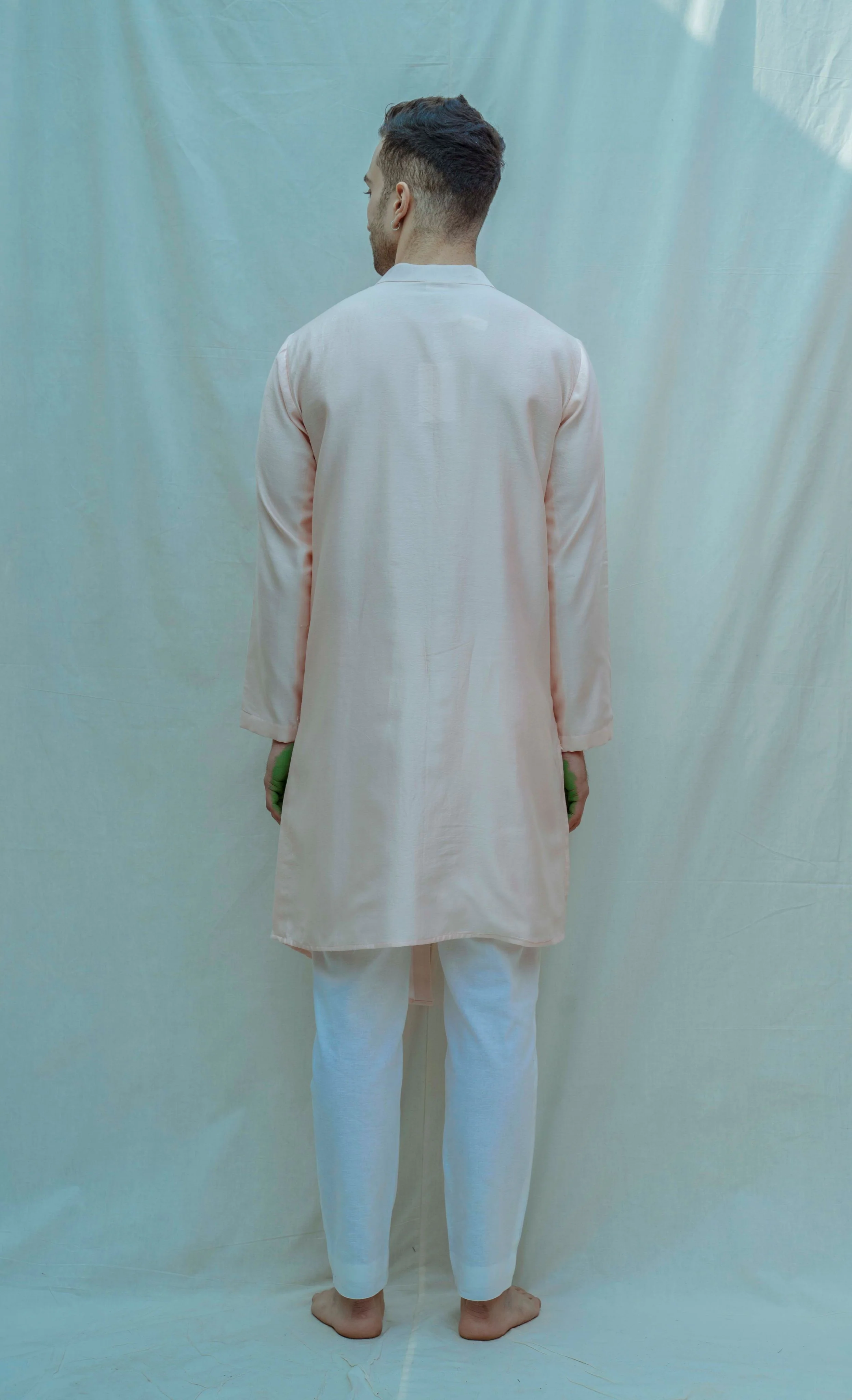 Asymmetrical Hemline Kurta In Chanderi Silk - Image 3