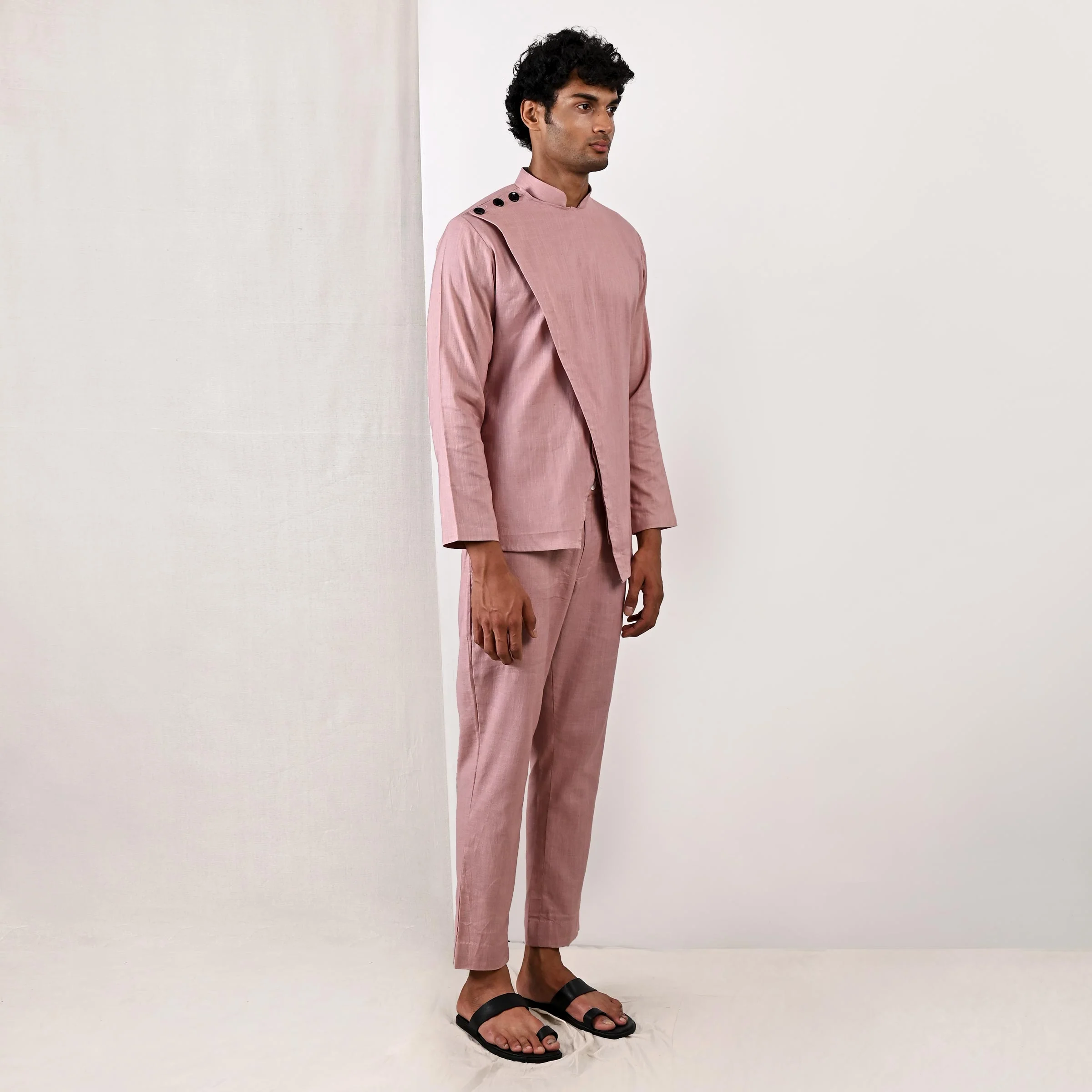 Averitt - Mauve Asymmetrical Shirt Kurta with Pant Set - Image 2