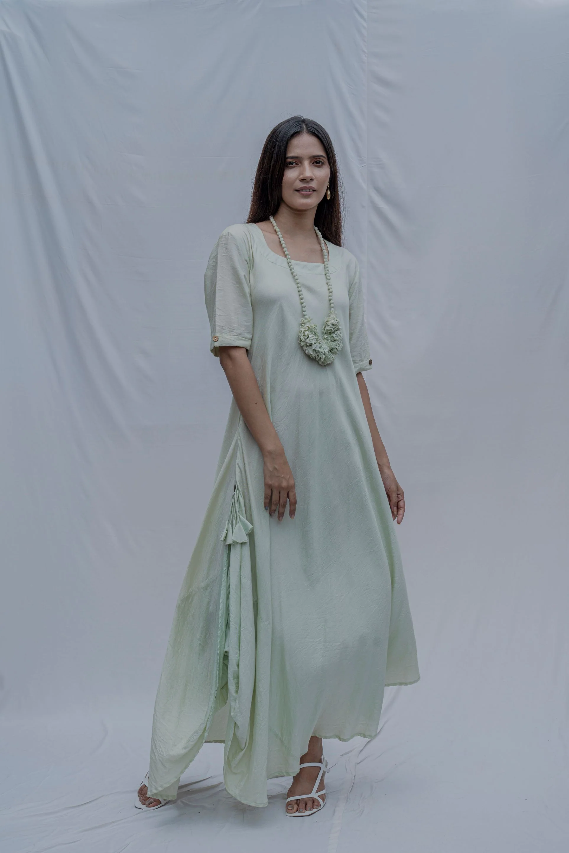 Mint Green Bias Dress with Necklace