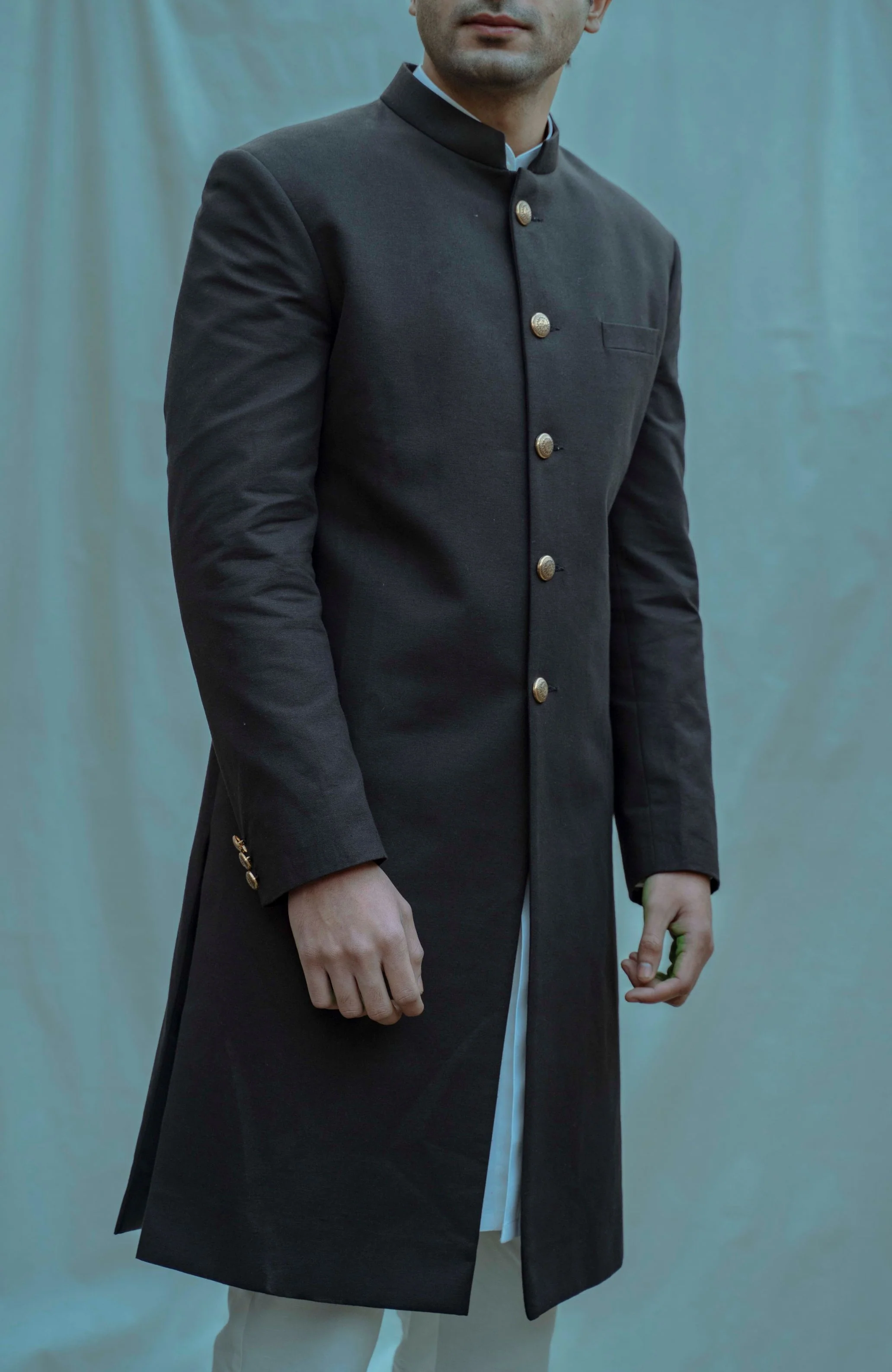 Black Classic Bandhgala Achkan Set - Image 3