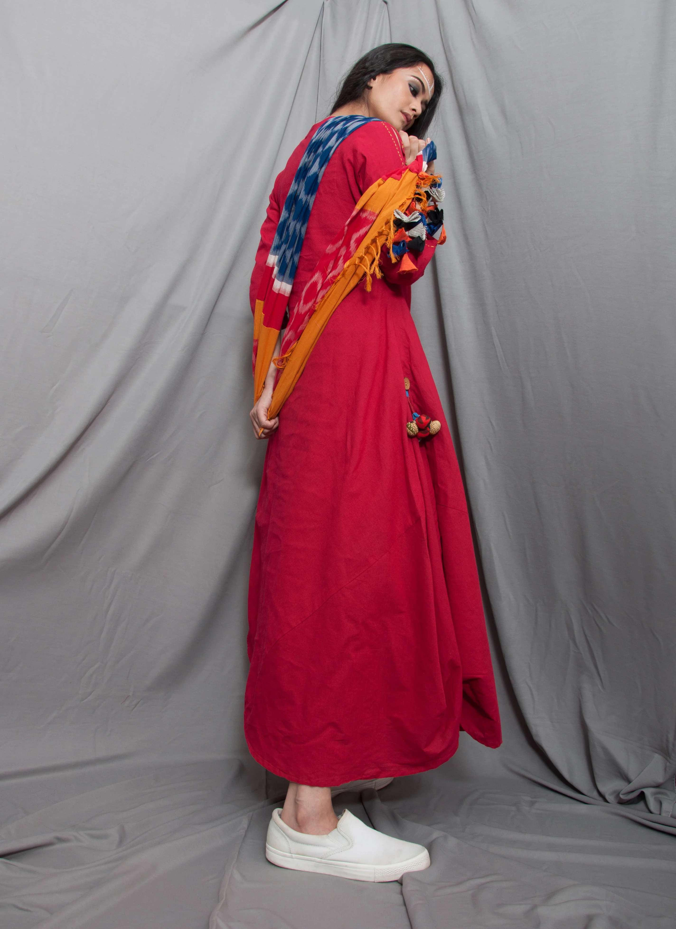 Blossom - Long Cowl Dress With Scarf - Image 4