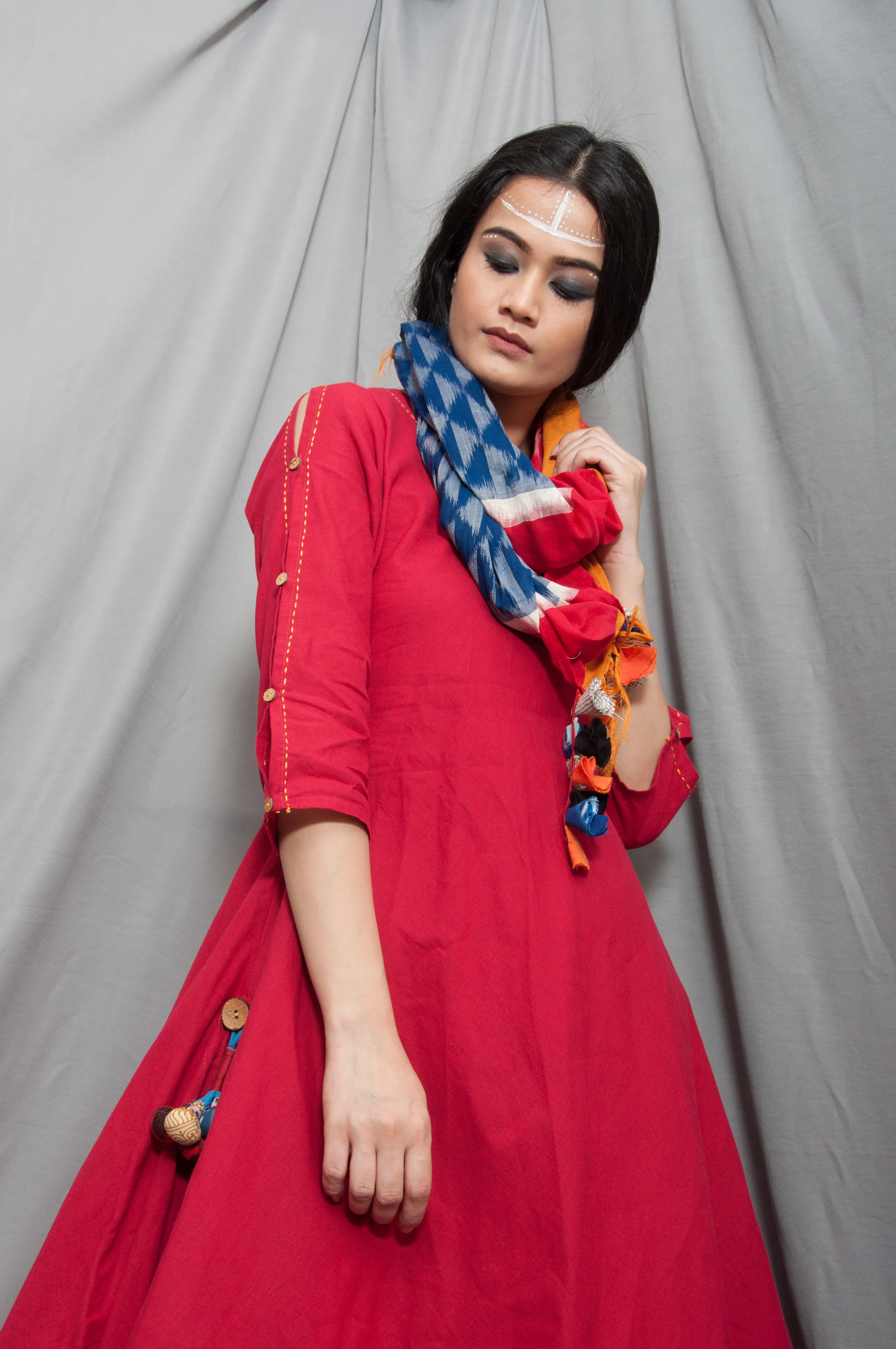 Blossom - Long Cowl Dress With Scarf - Image 5
