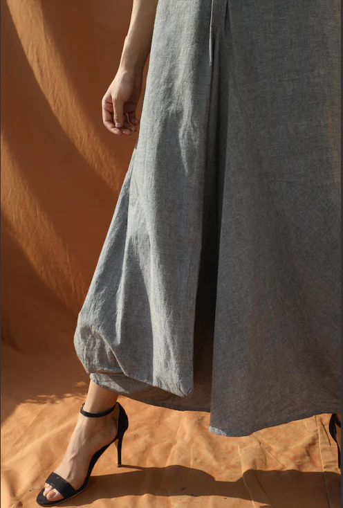 Breezy Boho - Grey Organic Cotton Cowl Dress - Image 4