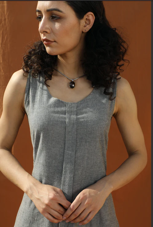 Breezy Boho - Grey Organic Cotton Cowl Dress - Image 6