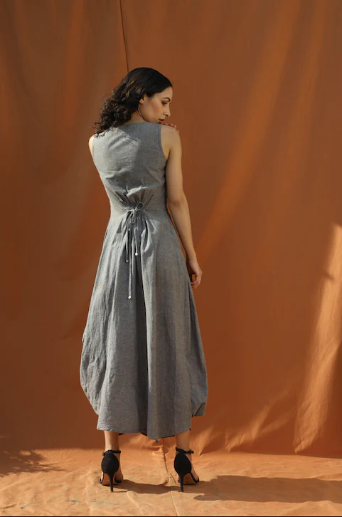 Breezy Boho - Grey Organic Cotton Cowl Dress - Image 7