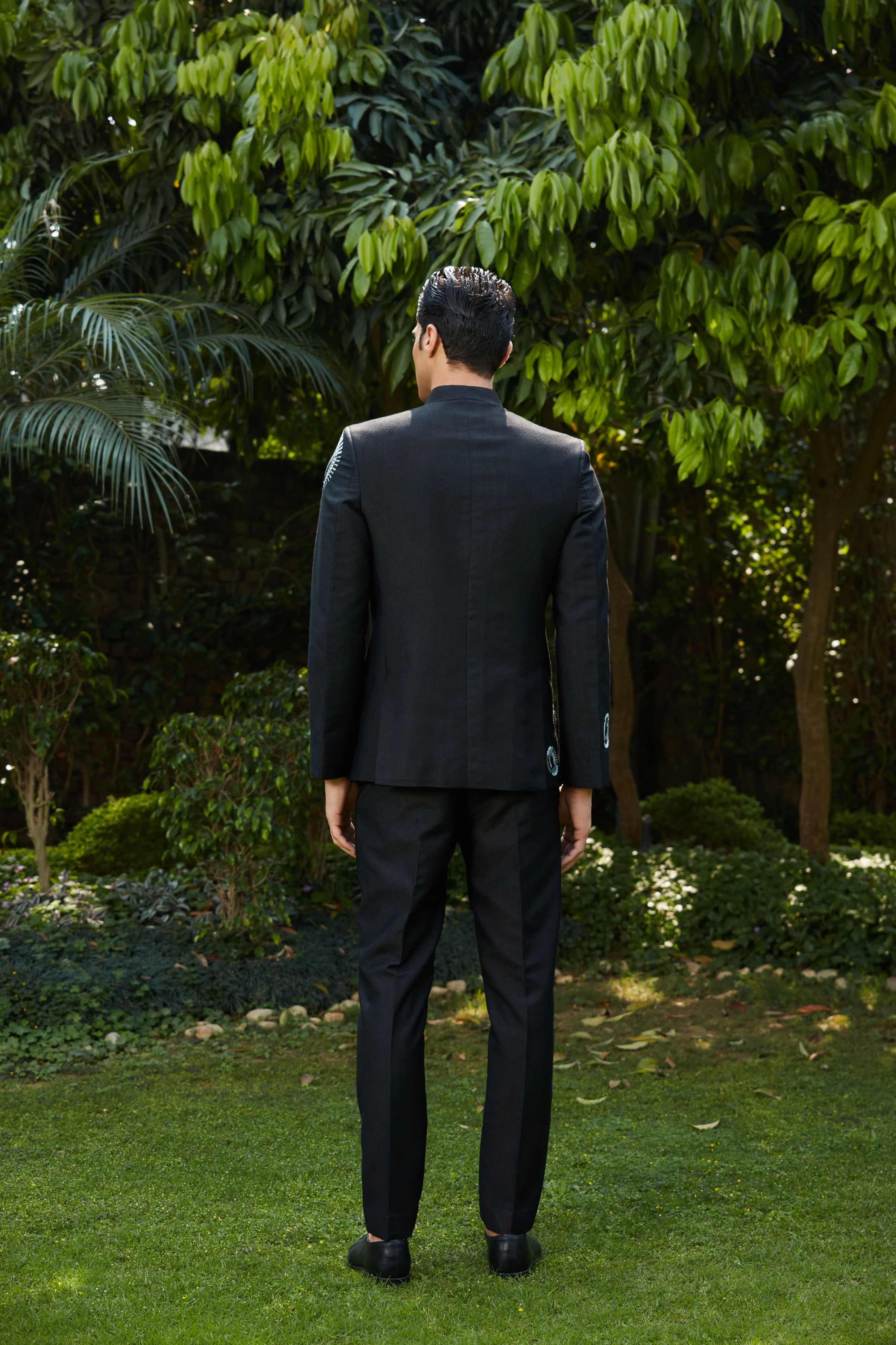 Cairo Bandhgala Open Jacket Set with Pants & Collarless Shirt - Image 5