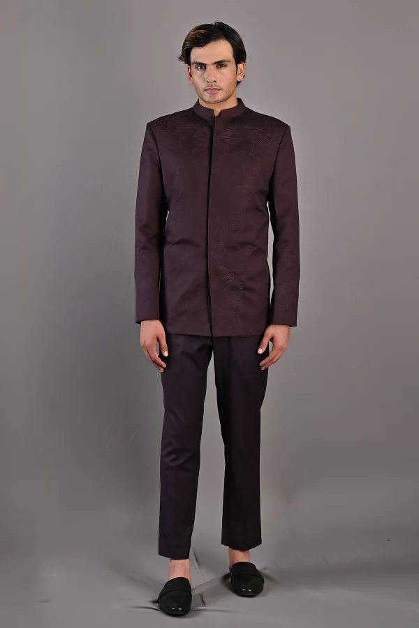 Casper Abstract Embroidered Bandhgala Jacket Set - Image 2