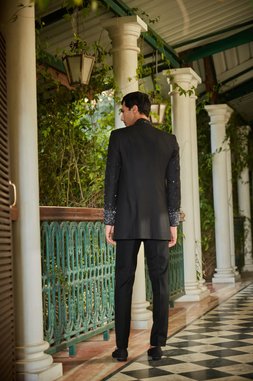 Celestia Embroidered Black sherwani set - Image 4