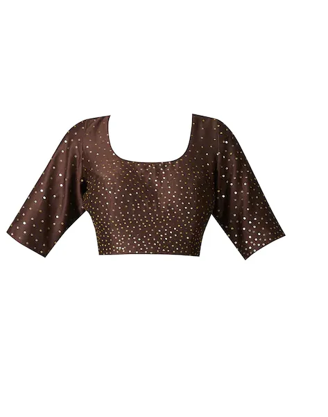 Chanderi Silk Embellished Lehenga Set in Brown - Image 5