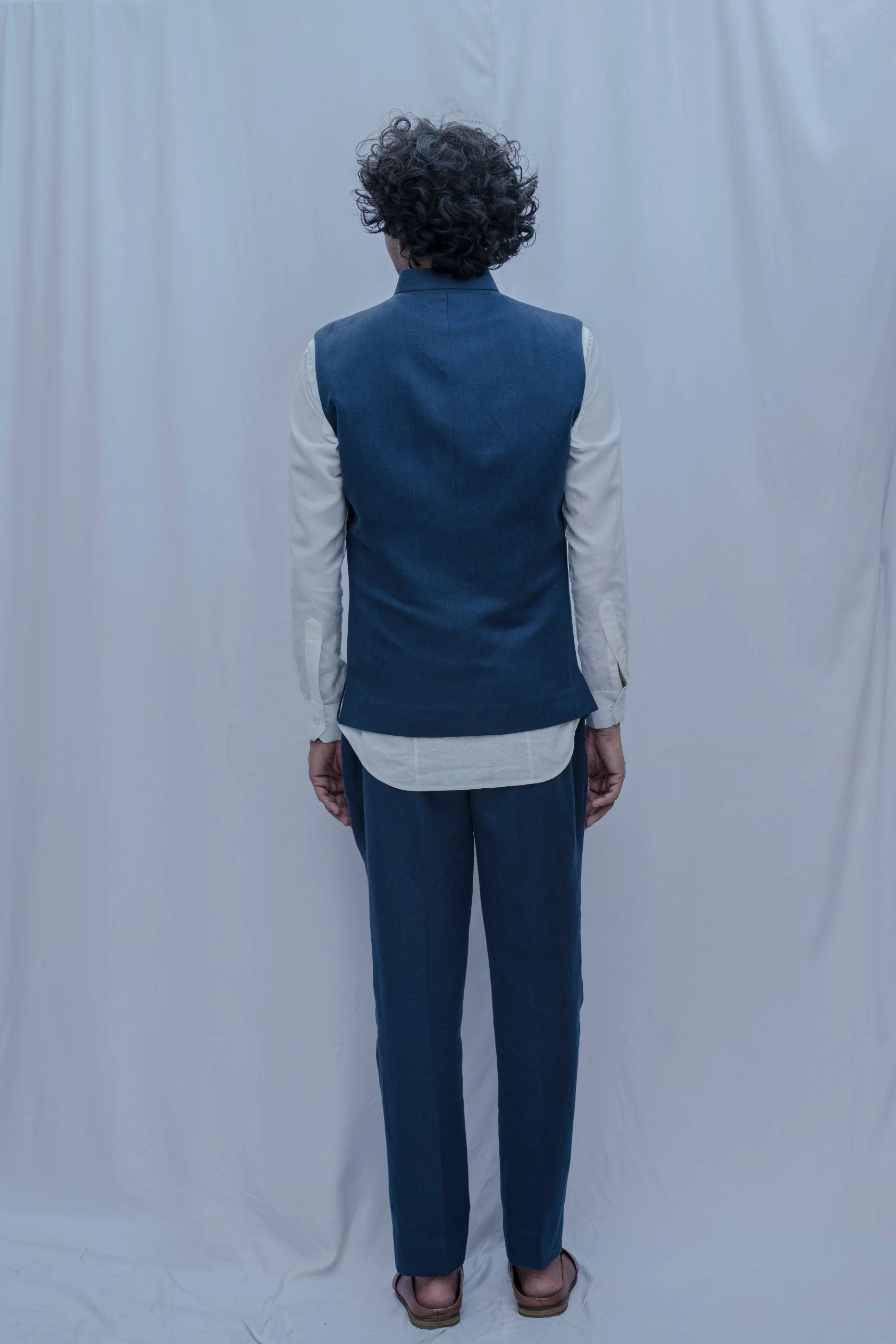 Cincinnati - Aegean Navy Blue Nehru Jacket with Pant Set - Image 4