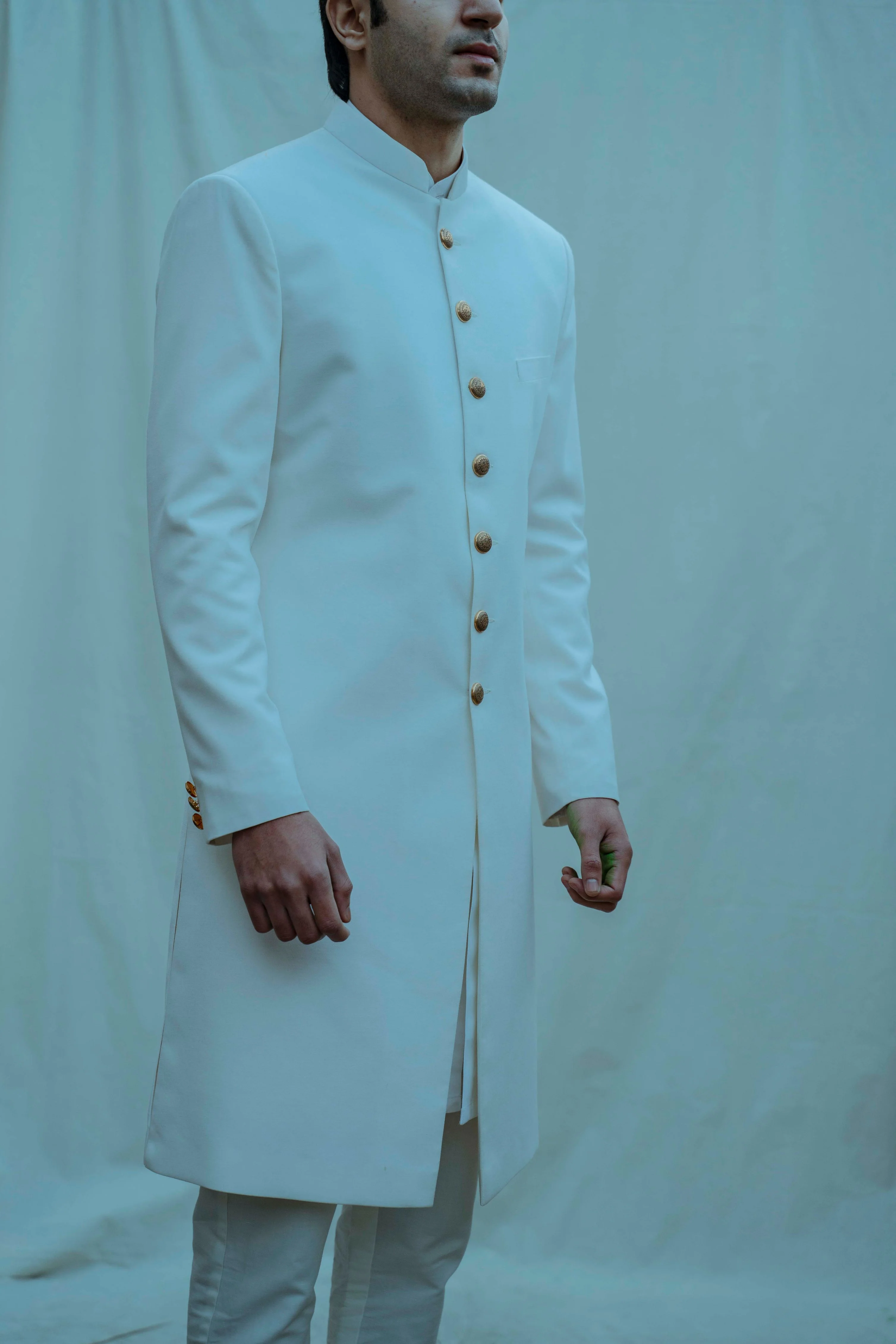 Off white Classic Achkan Set - Image 3