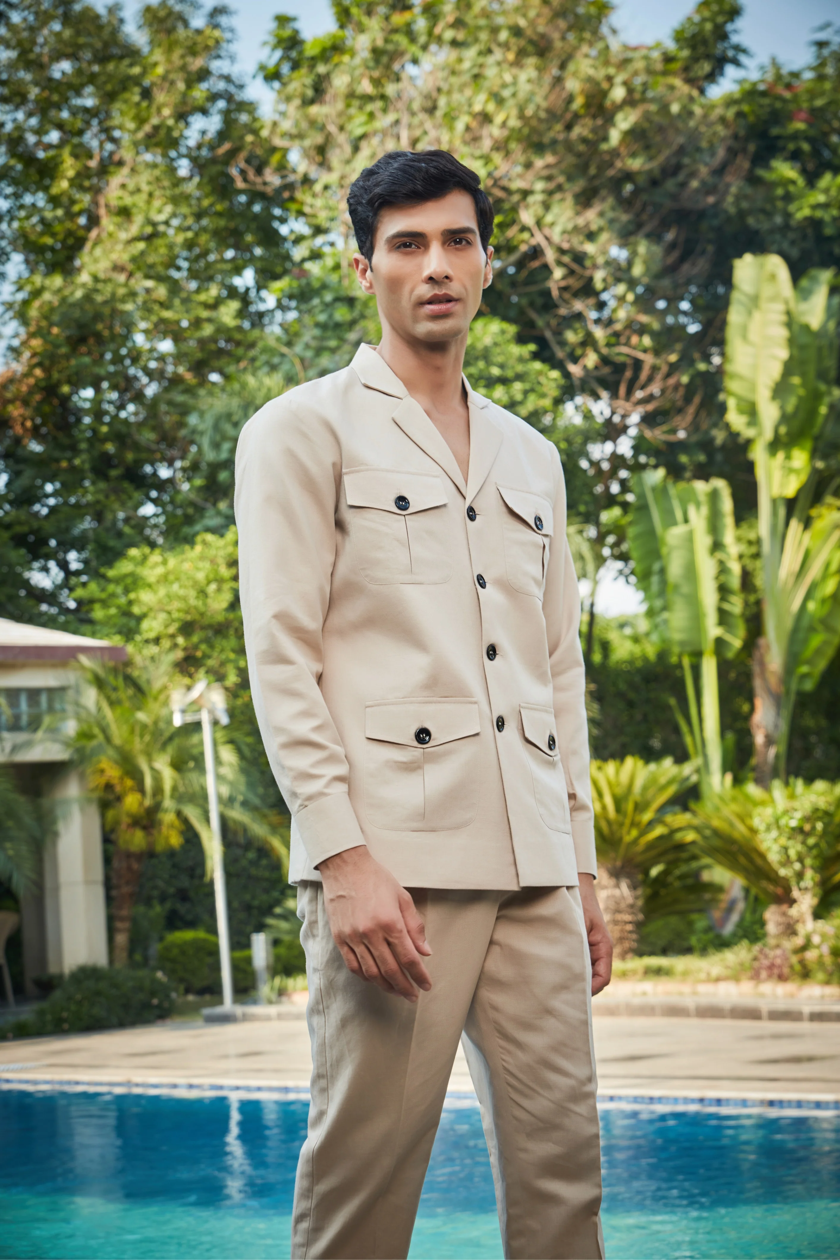Clive- Beige Linen Shacket set - Image 4