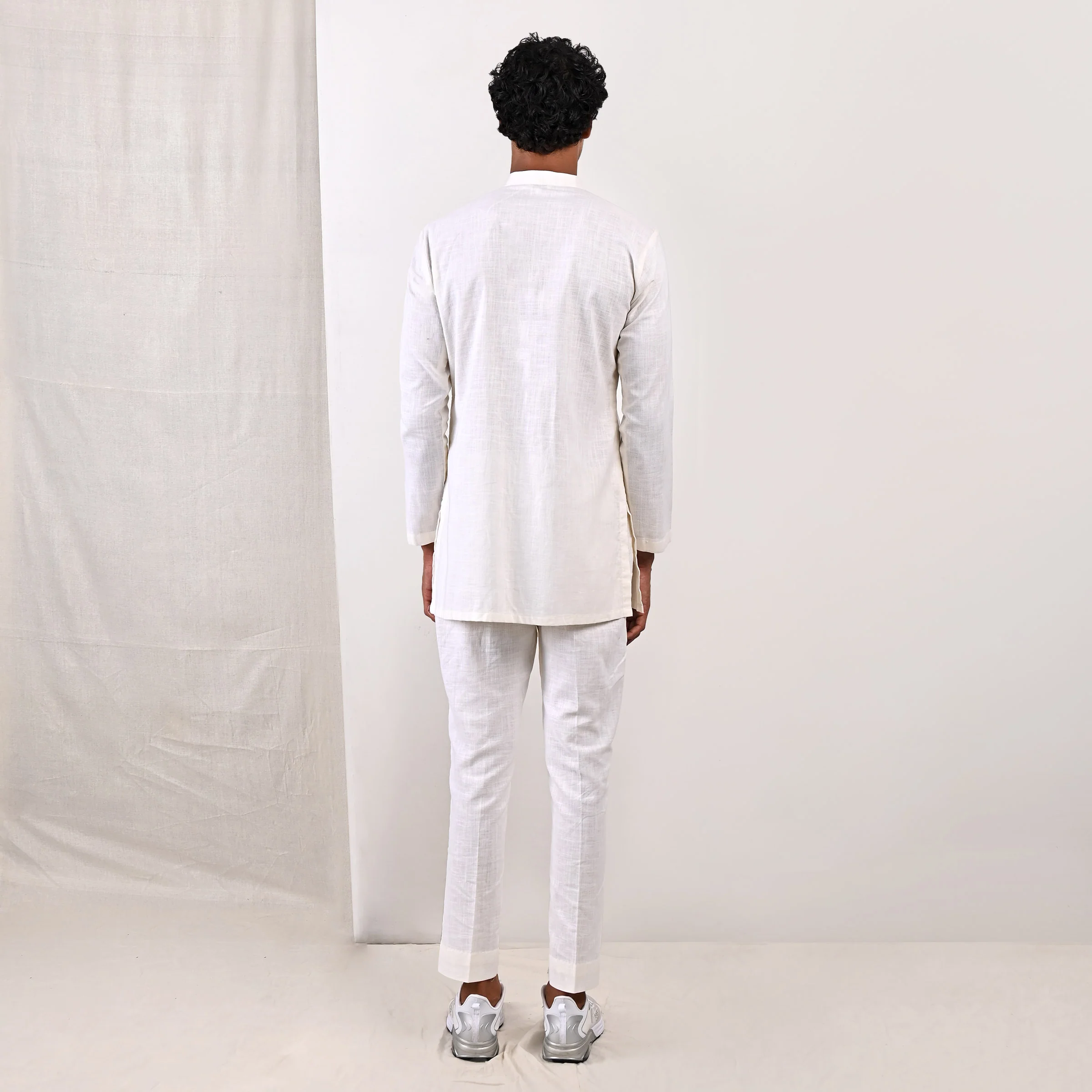 Conall - Off White Asymmetrical Short Kurta Set - Image 5
