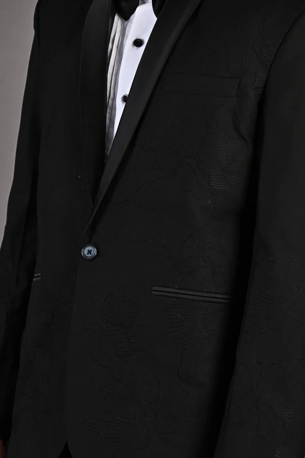 Constantine - Black Abstract Embroidered Tuxedo Set - Image 3