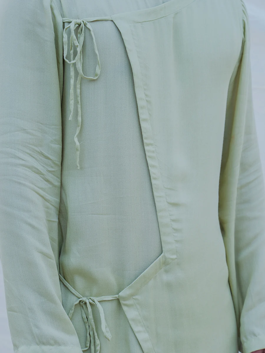 Cotton X Rayon Pista Green Angrakha with Dhoti Set - Image 3