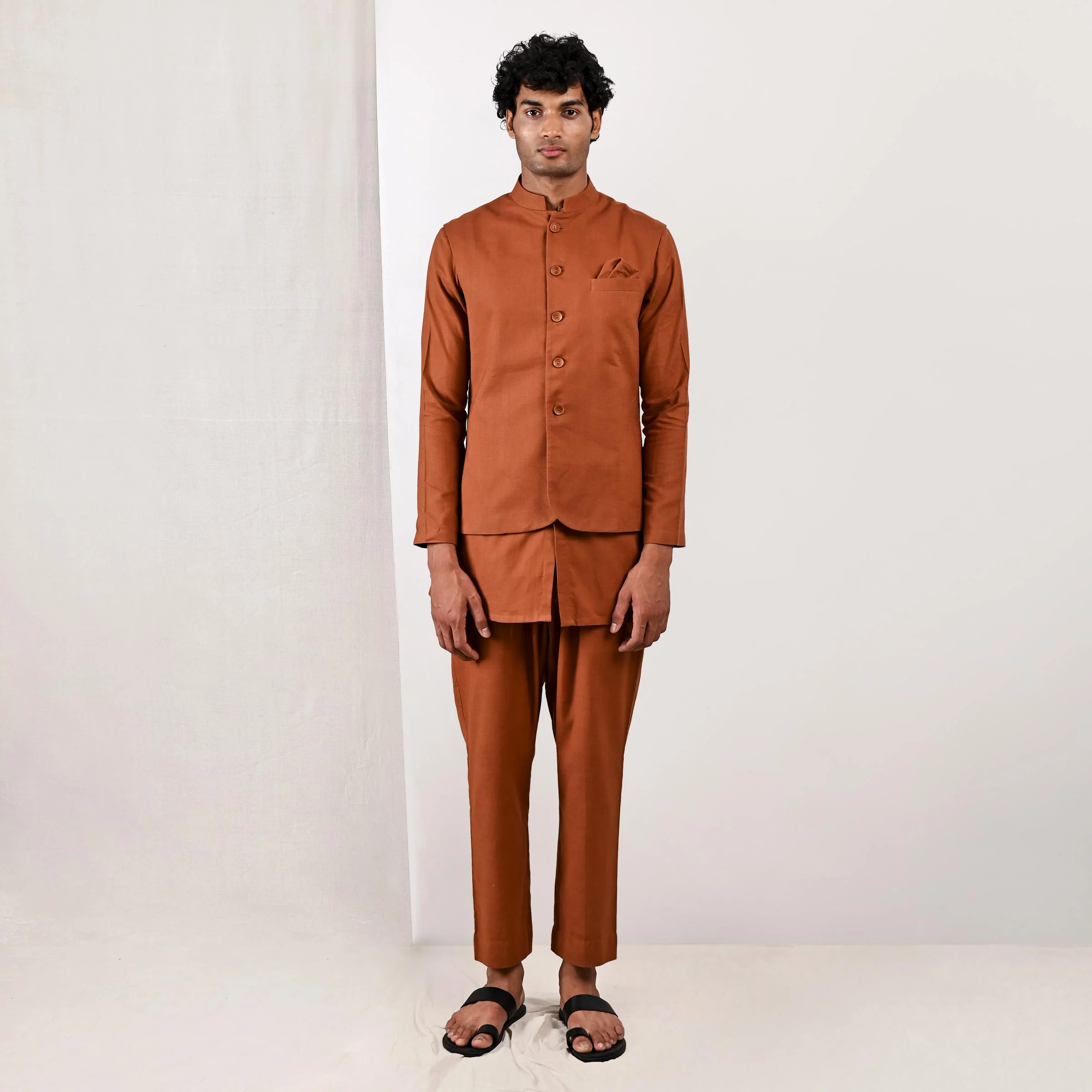 Corbin - Tan Nehru Jacket with Kurta Set
