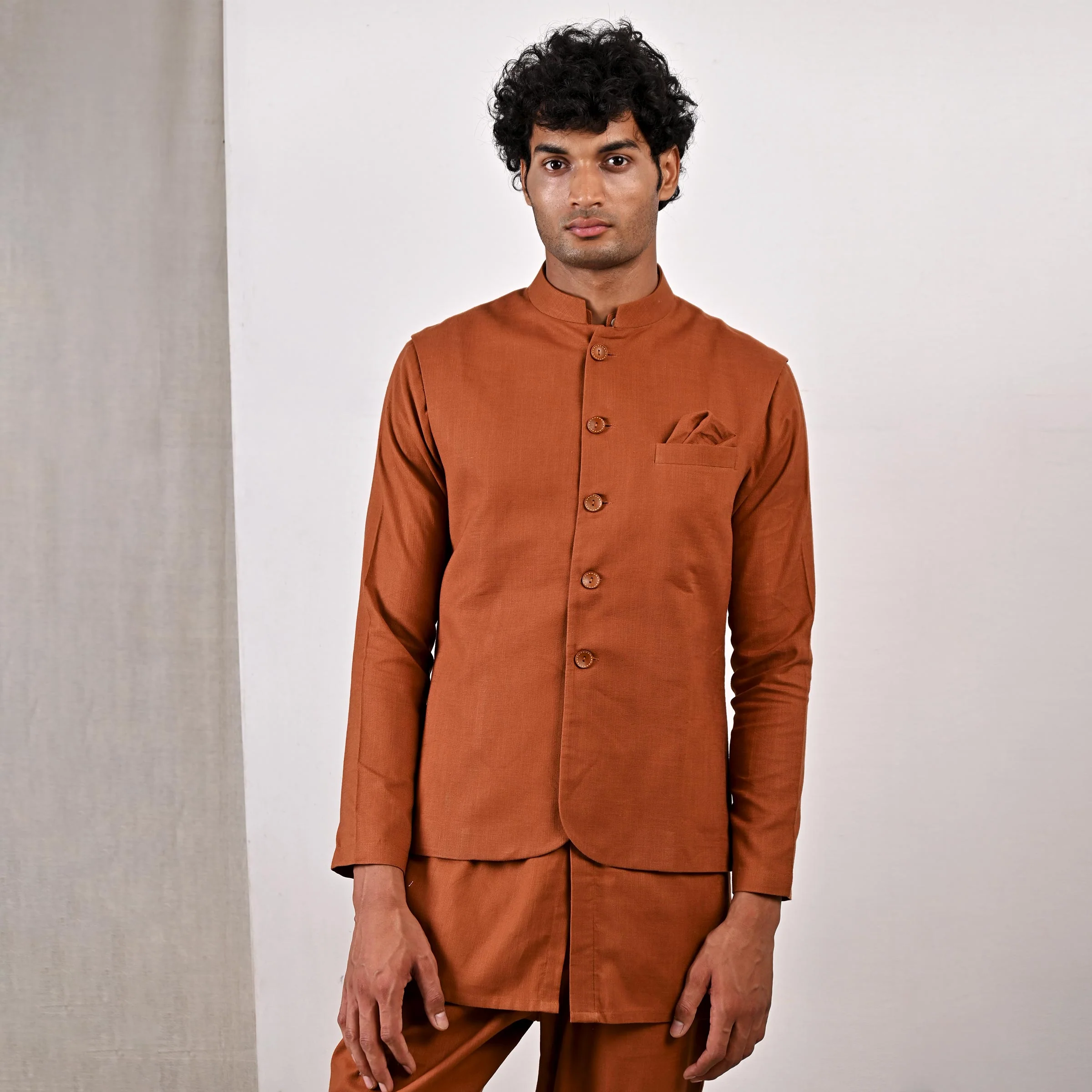 Corbin - Tan Nehru Jacket with Kurta Set - Image 3