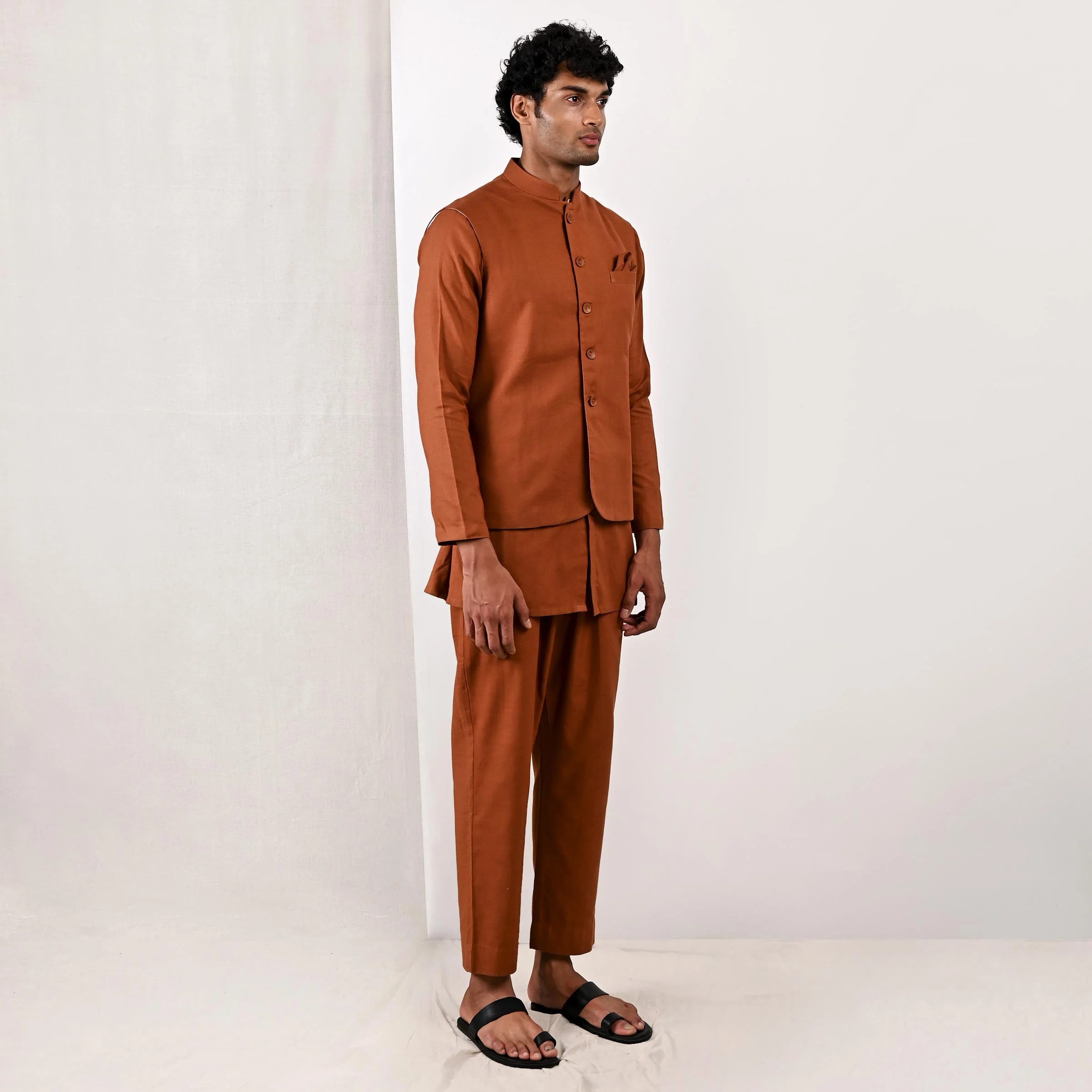 Corbin - Tan Nehru Jacket with Kurta Set - Image 4