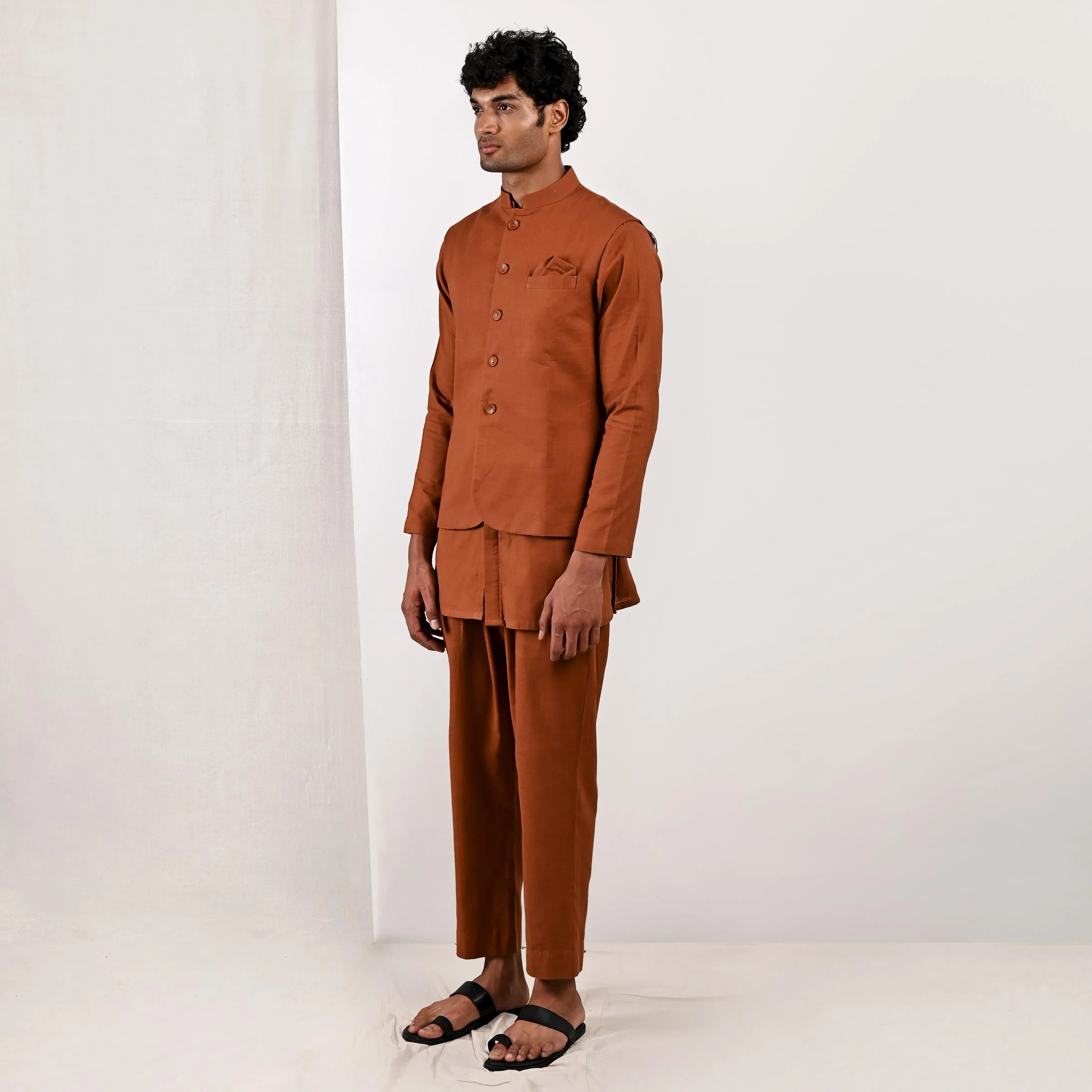 Corbin - Tan Nehru Jacket with Kurta Set - Image 5