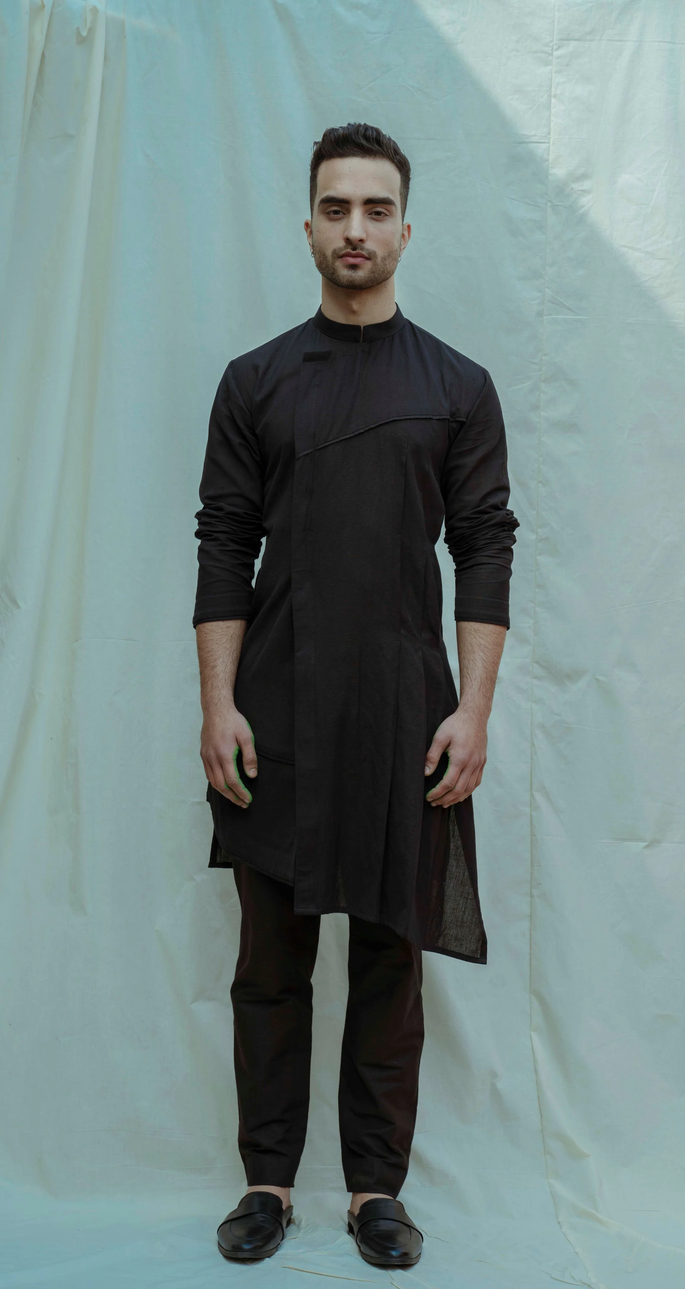 Cotton X Linen Asymmetry Pleated Kurta