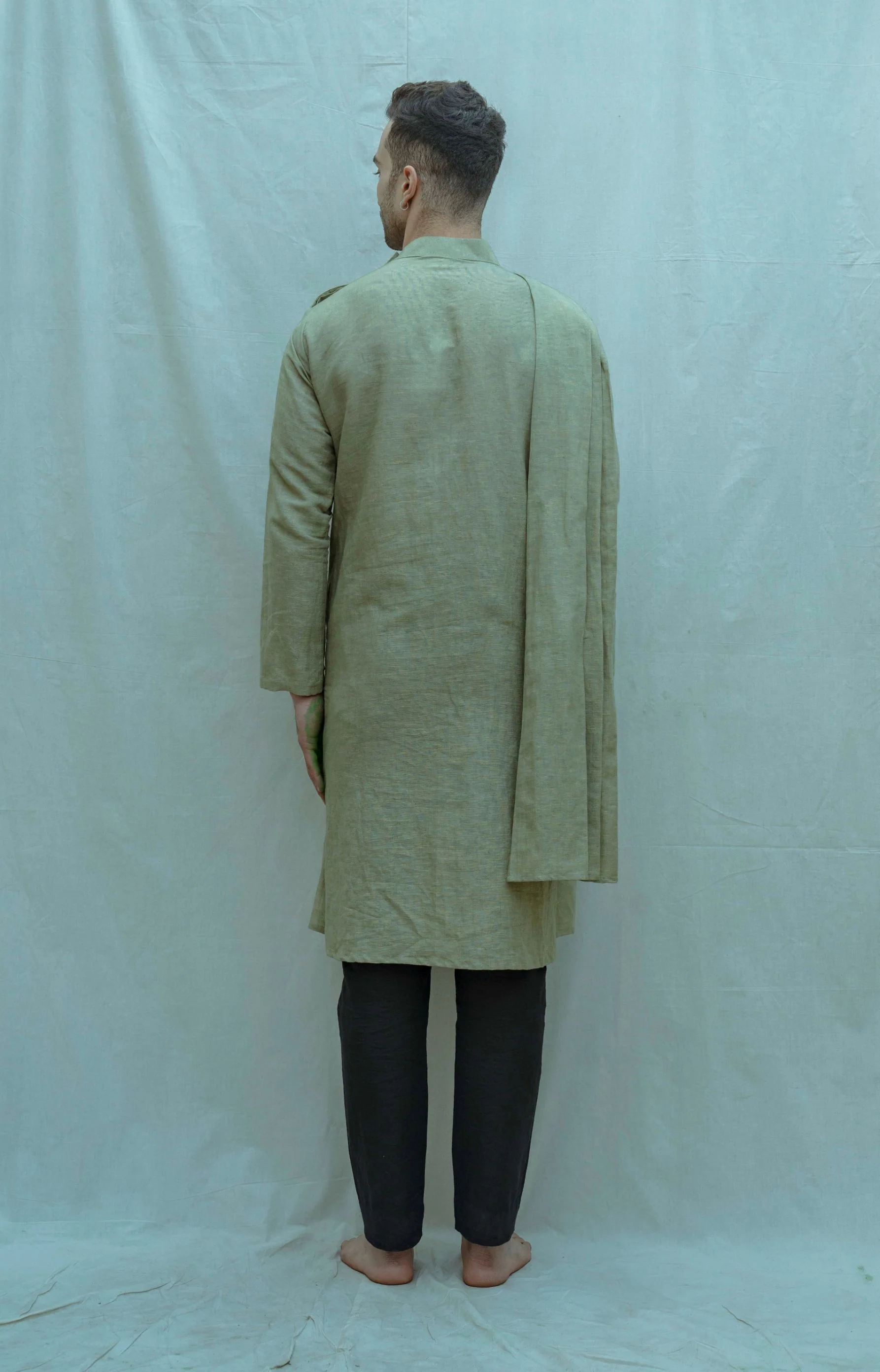 Cotton X Linen Back Pleated Kurta - Image 2