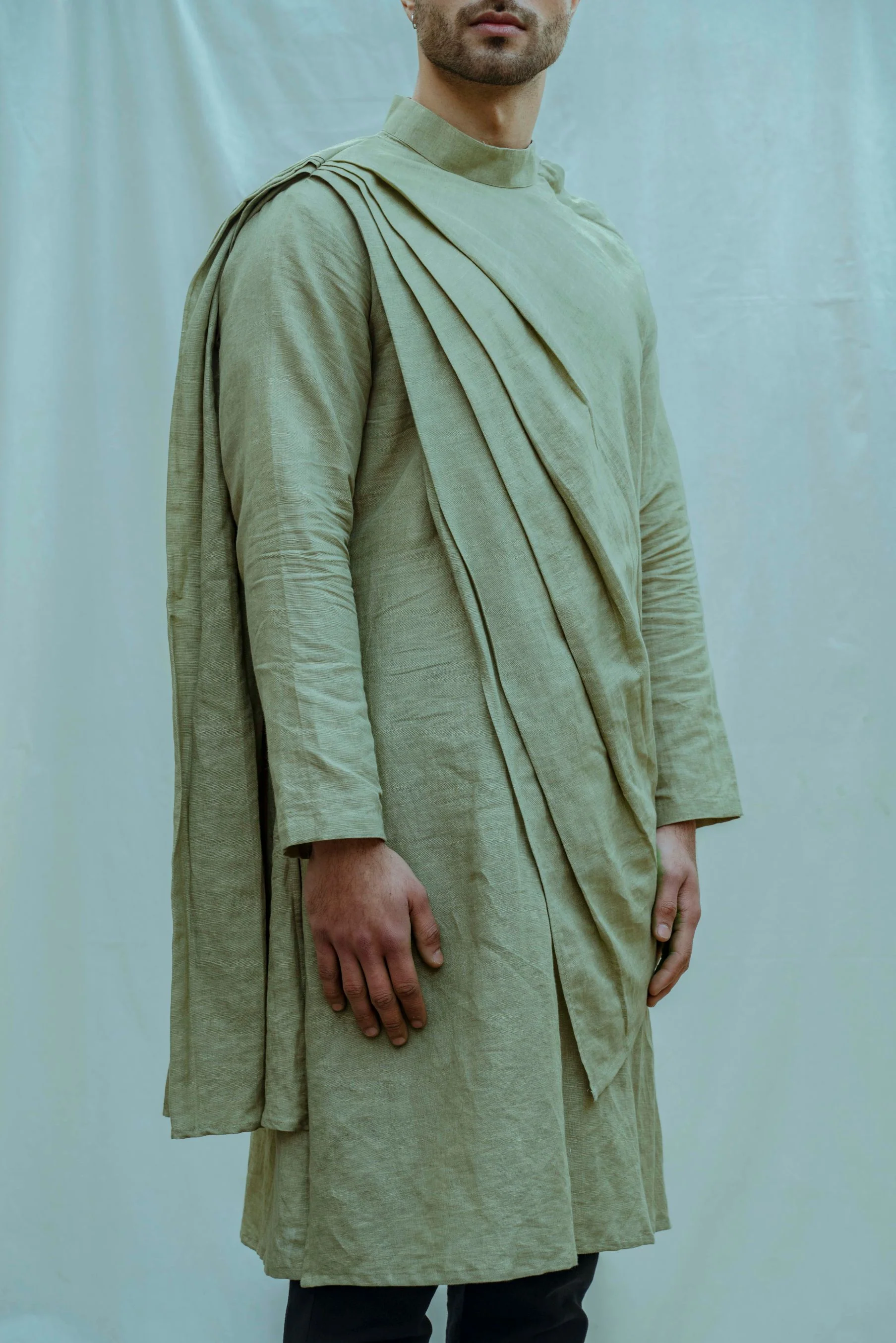 Cotton X Linen Back Pleated Kurta - Image 3