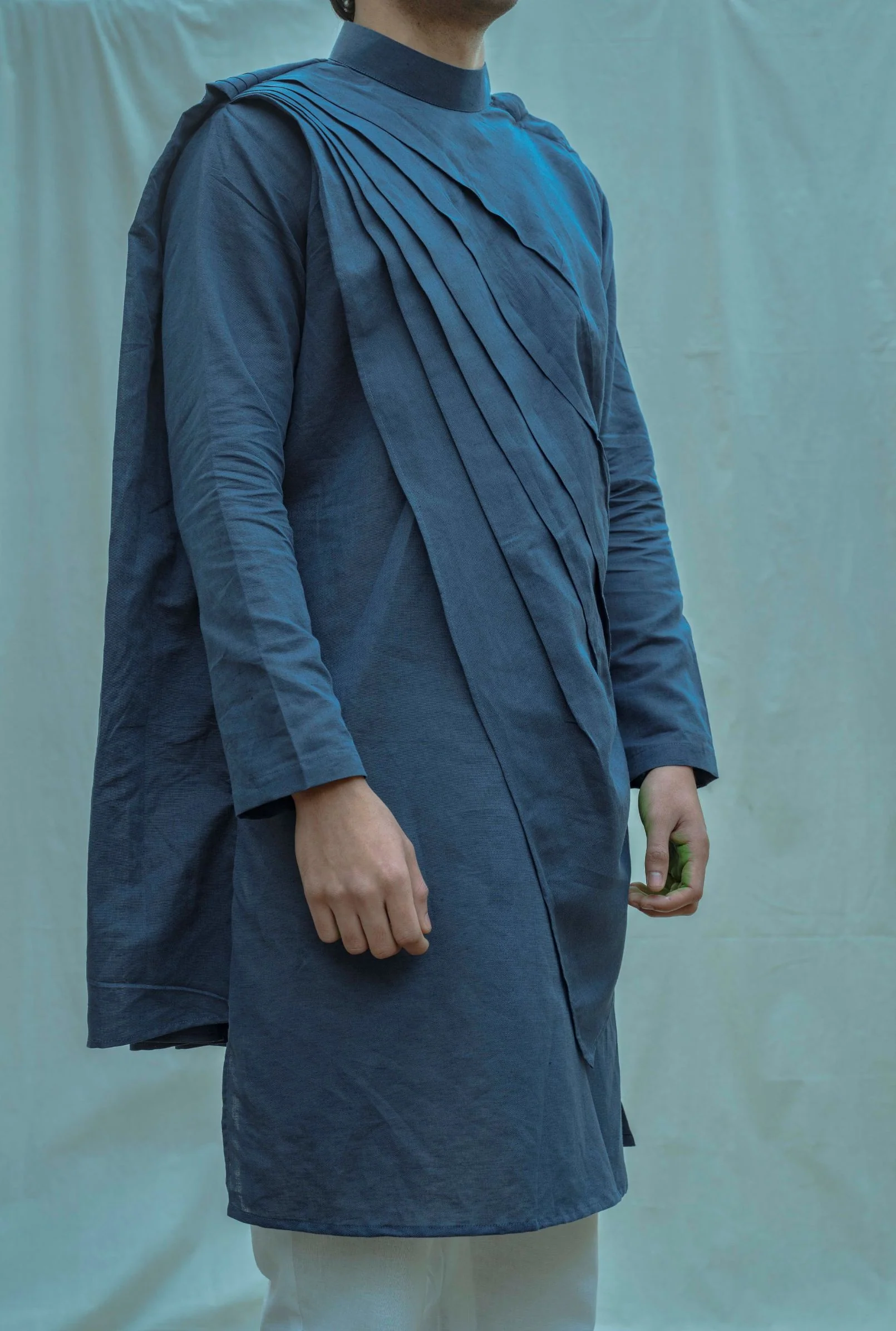 Cotton X Linen - Back Pleated Kurta Set - Image 3