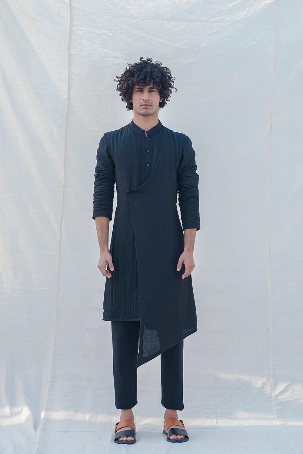 COTTON X LINEN - BLACK KURTA SET