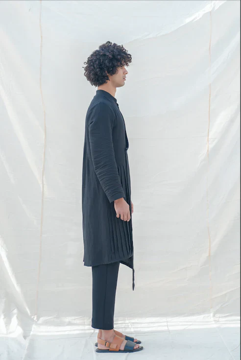COTTON X LINEN - BLACK KURTA SET - Image 3