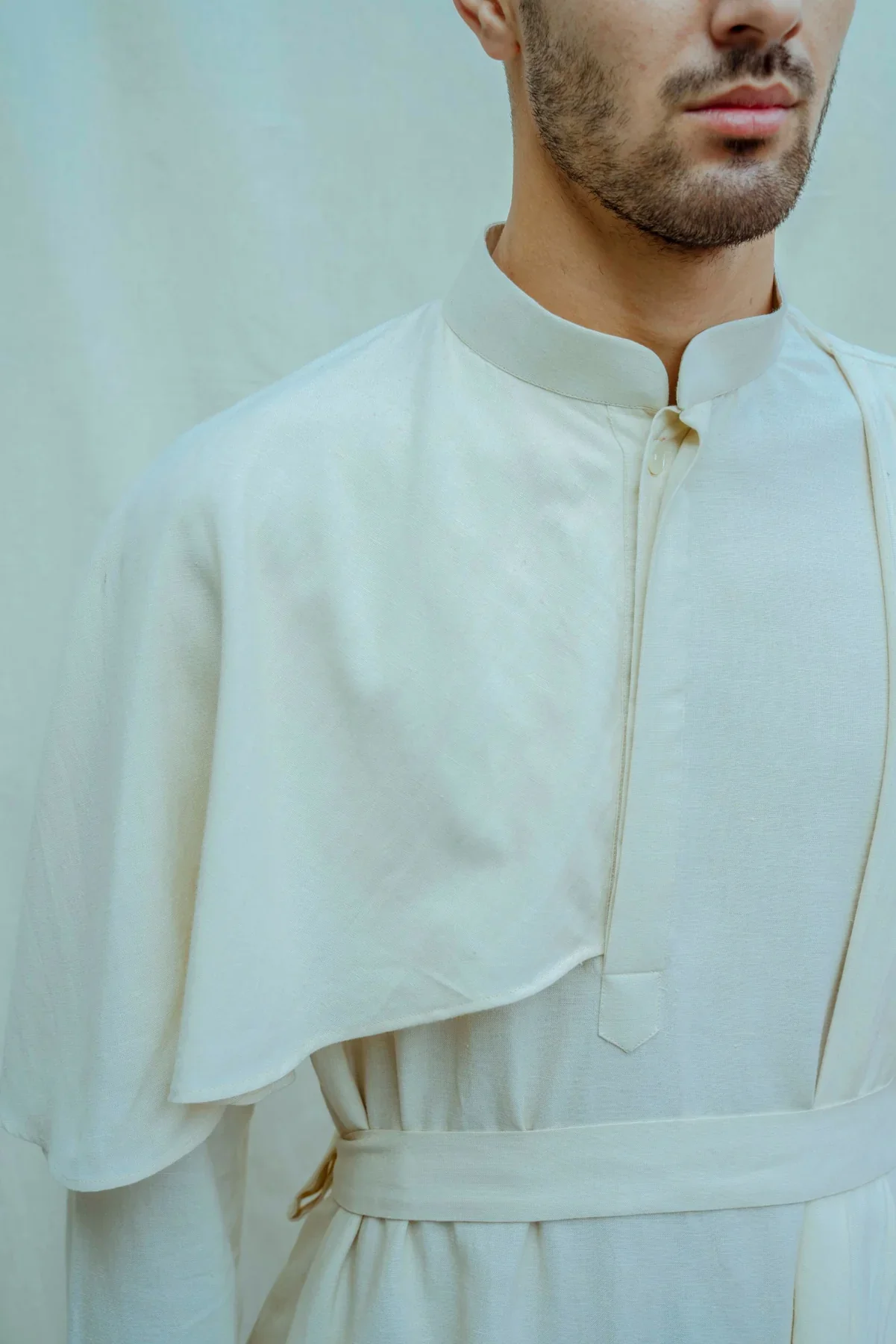COTTON X LINEN CAPE STYLE KURTA SET - Image 4