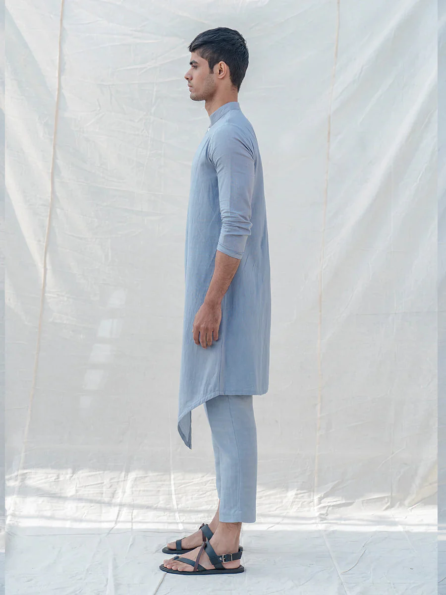 COTTON X LINEN - LIGHT BLUE KURTA SET - Image 2