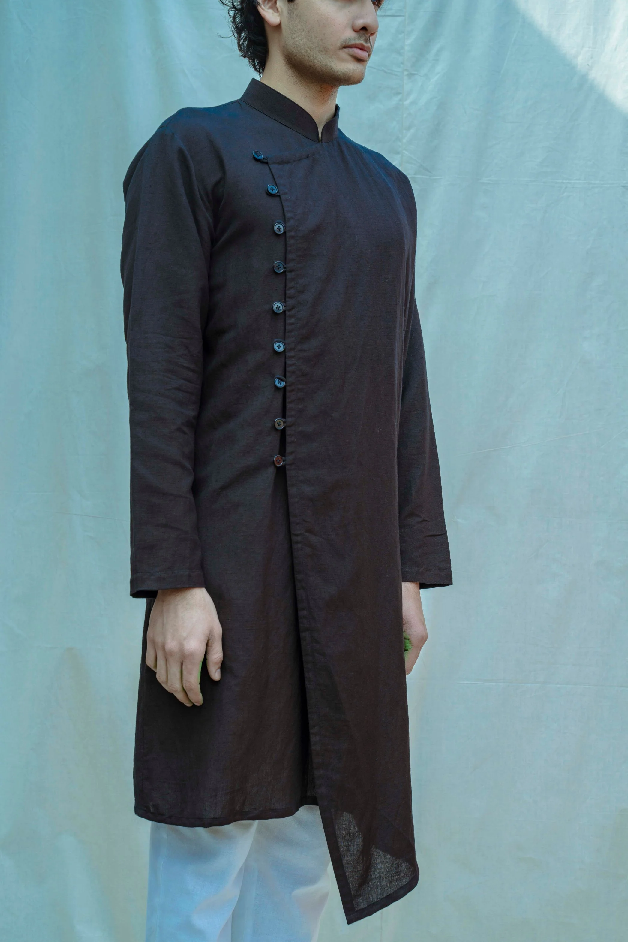 Cotton X Linen Overlapped Kurta Set - Image 3