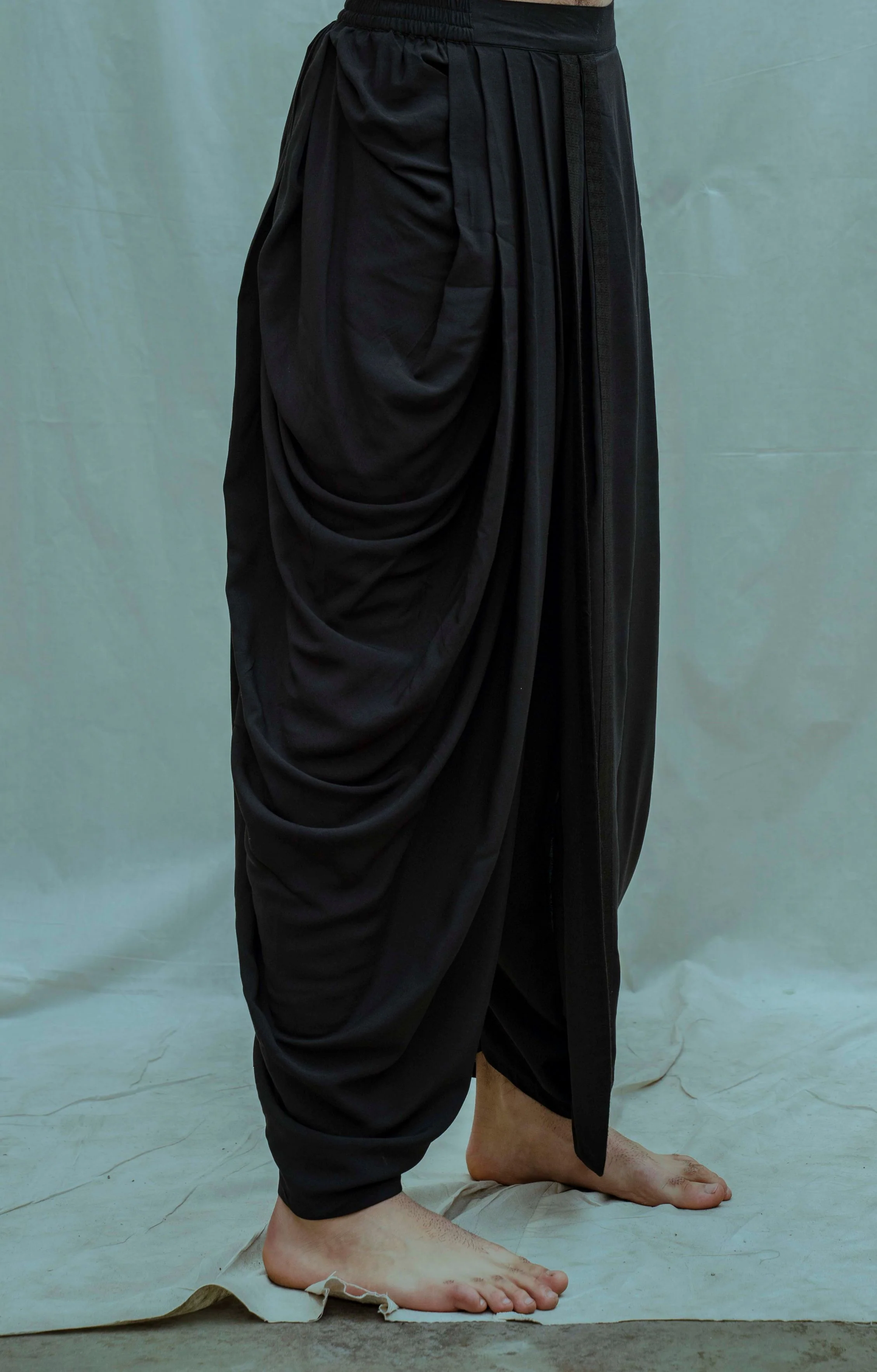 Cotton X Linen - Black Side Placket Kurta Set - Image 6