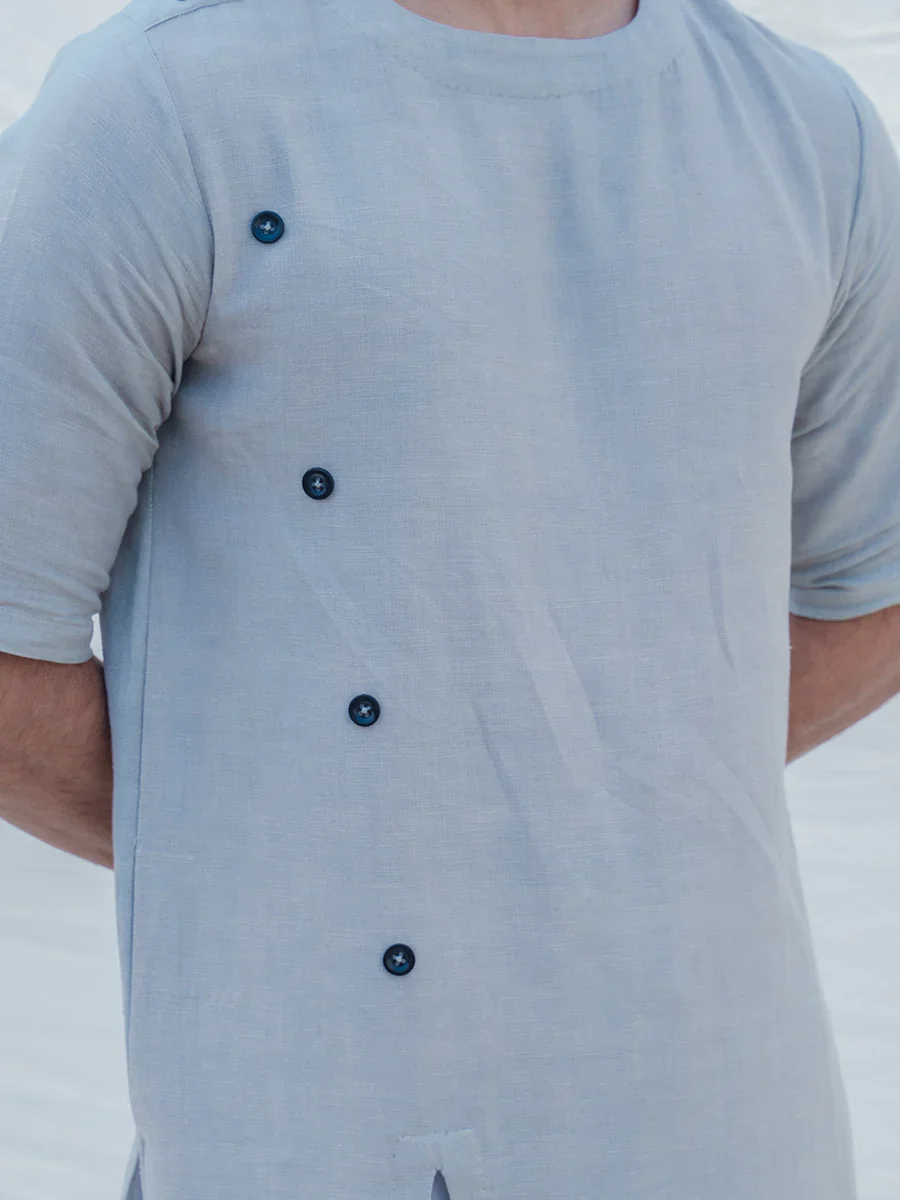 Cotton X Linen Slay - Grey Kurta Set - Image 2