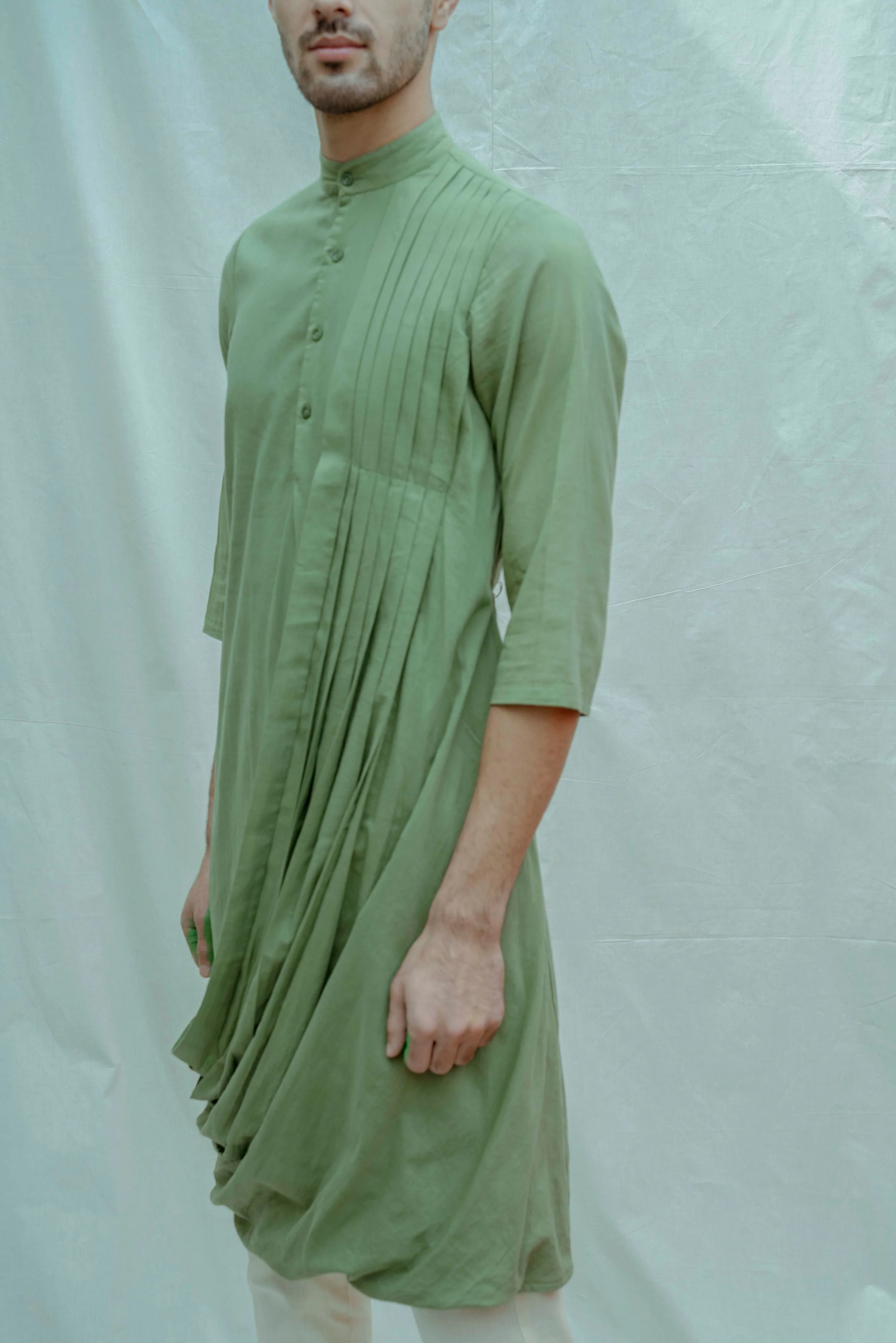 Light Green Cowl Kurta Set - Image 3