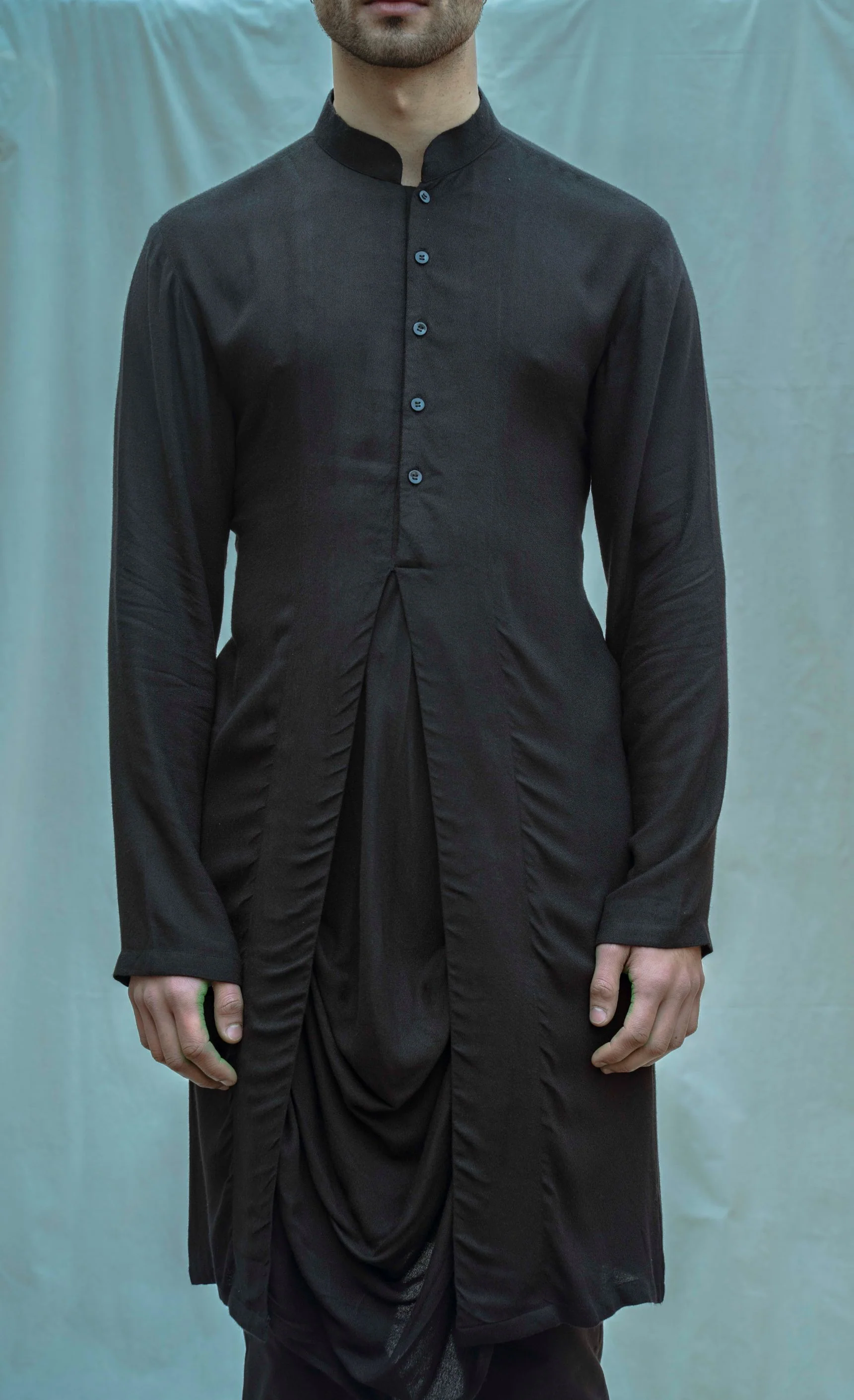 Black Cowl Kurta Set - Image 3