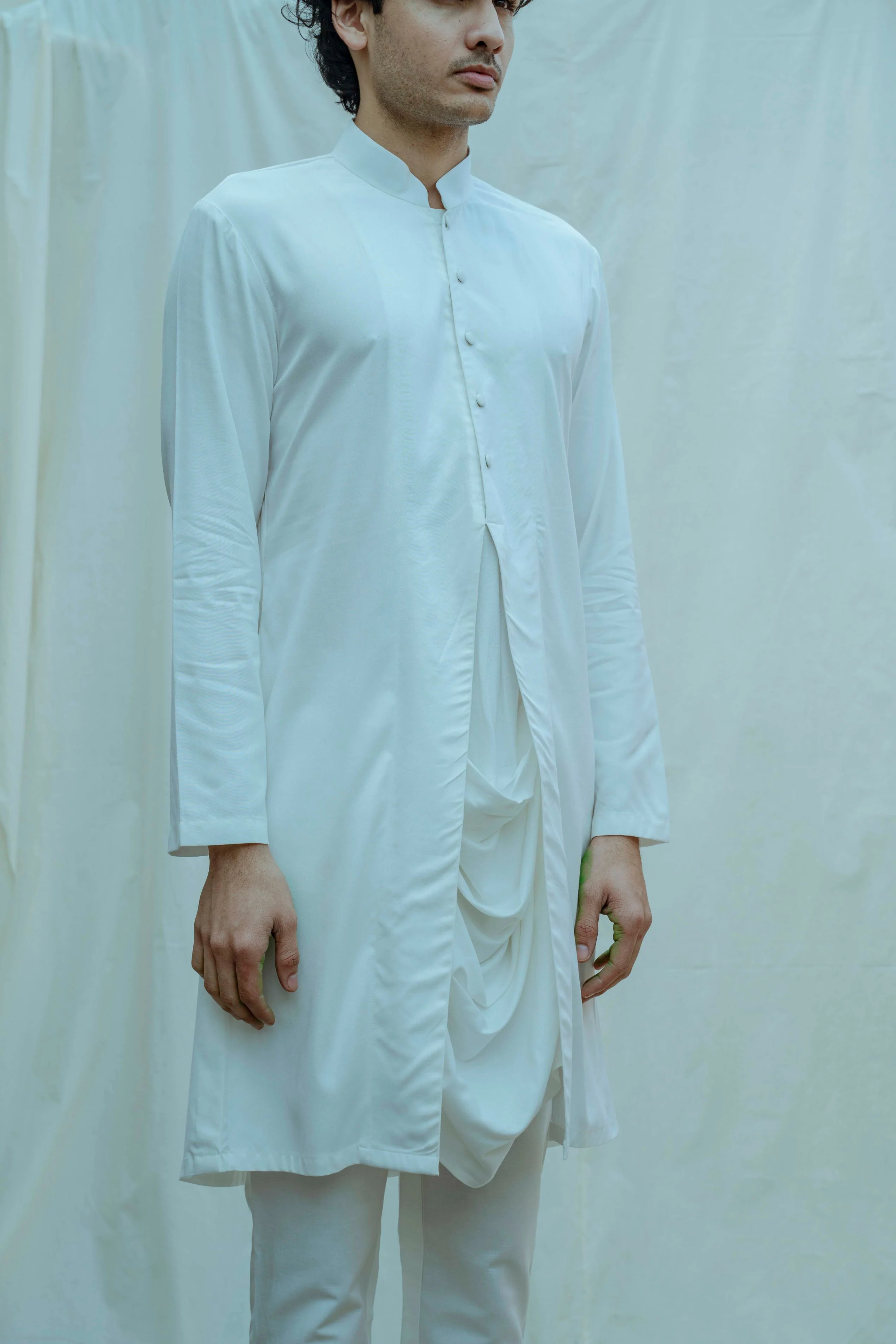 Cowl Kurta set In White - Image 3