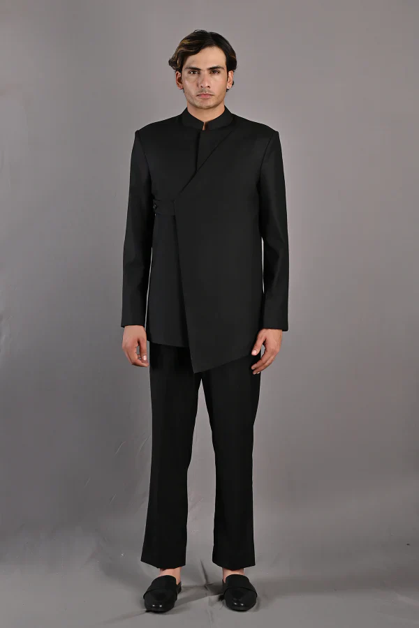Crisanto - Black Bandhgala Set - Image 2