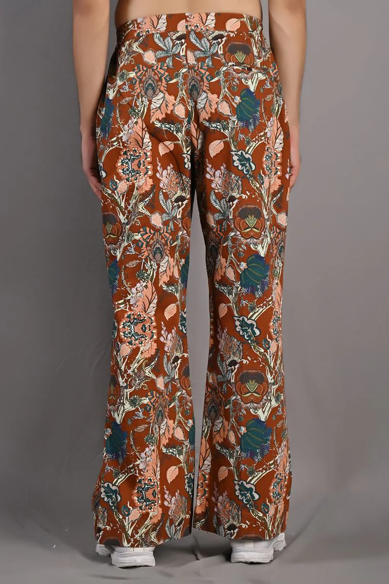 Dacian - Maroon & Multi Printed Bell Bottom Pant - Image 2