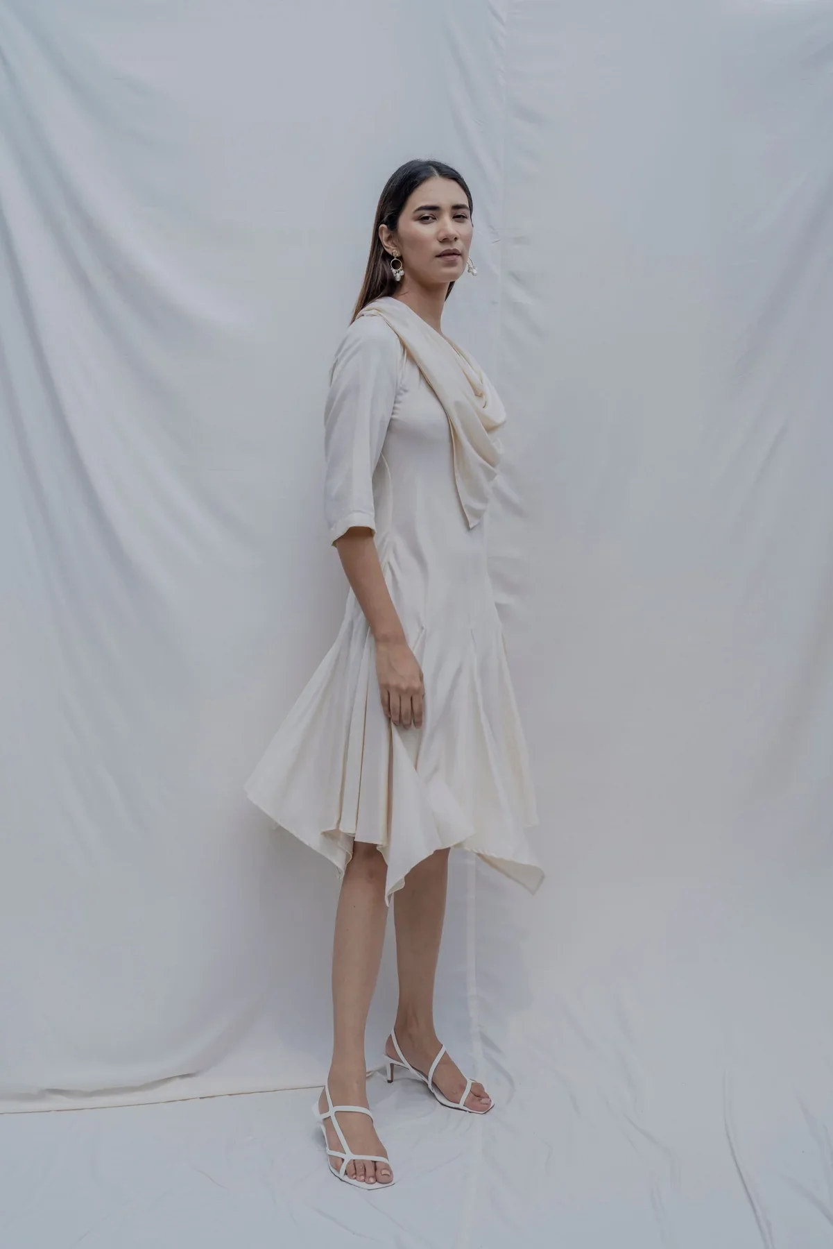 DREAM COWL DRESS IN OFF-WHITE - Image 2