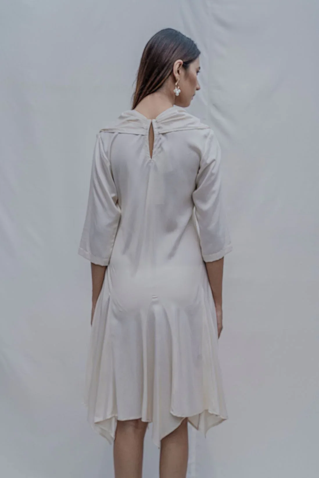 DREAM COWL DRESS IN OFF-WHITE - Image 3