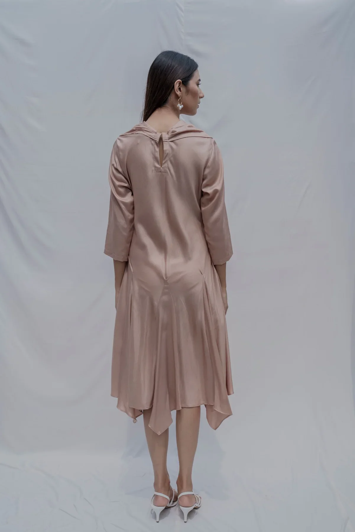 DREAM COWL DRESS IN ROSE GOLD - Image 3