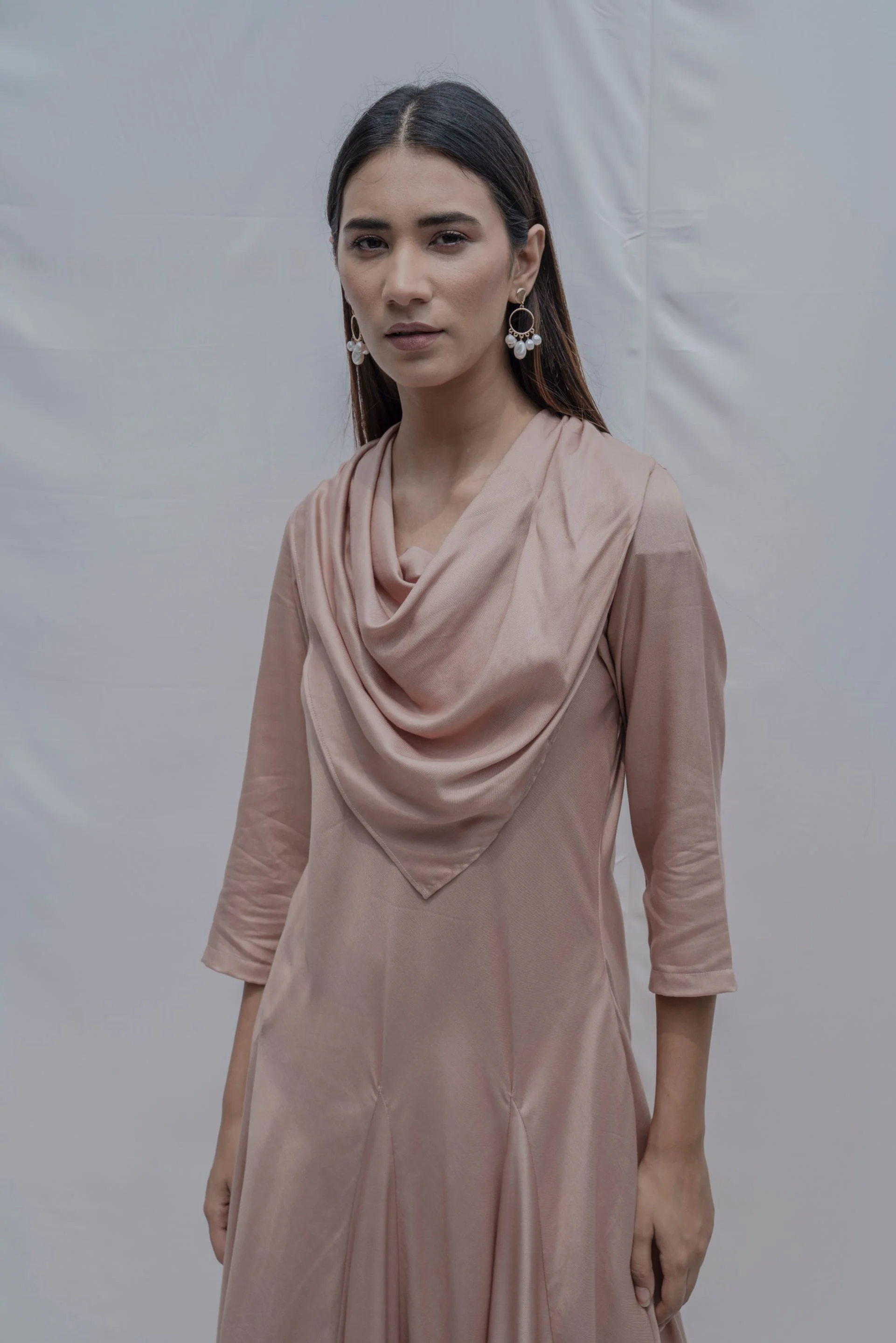 Dream- Rose Gold Draped Cowl dress - Image 3